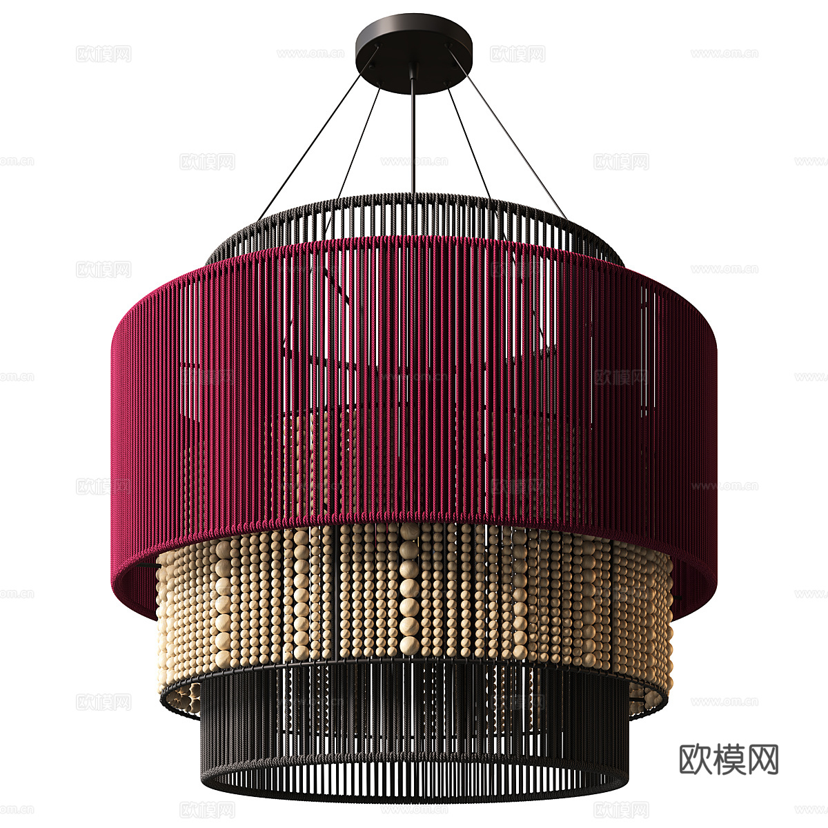 新中式藤编装饰吊灯3d模型