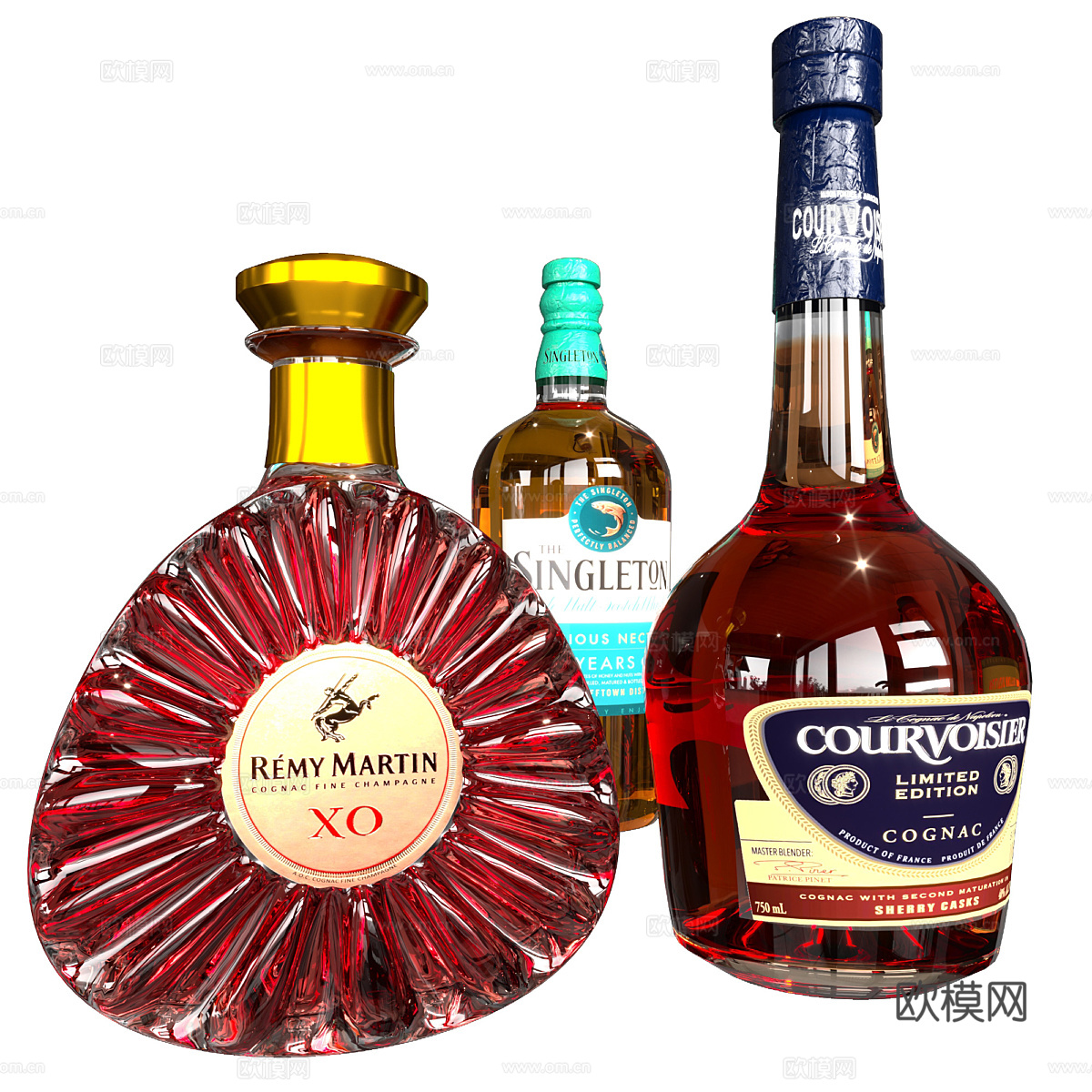 威士忌 干邑白兰地 酒水 酒瓶3d模型