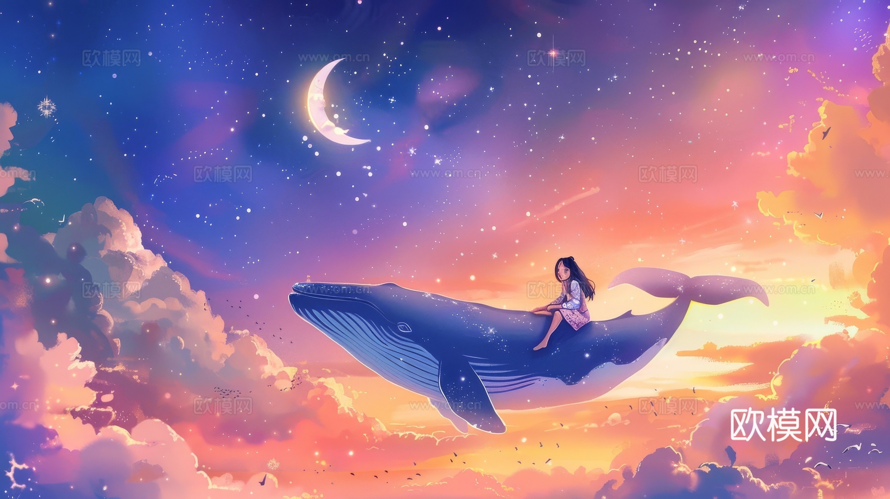 儿童房卡通壁纸壁画下载（渲染图2）