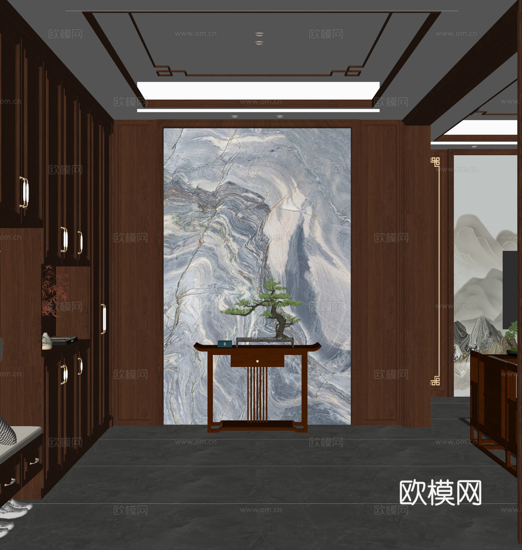新中式门厅su模型