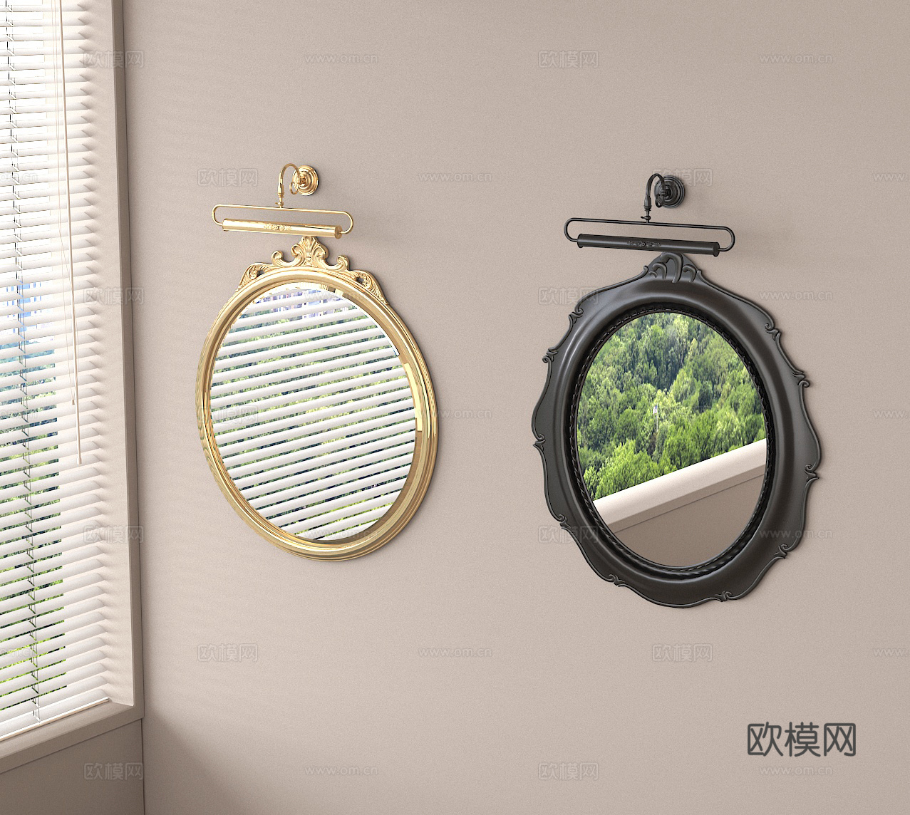 化妆镜 镜子 墙壁镜3d模型