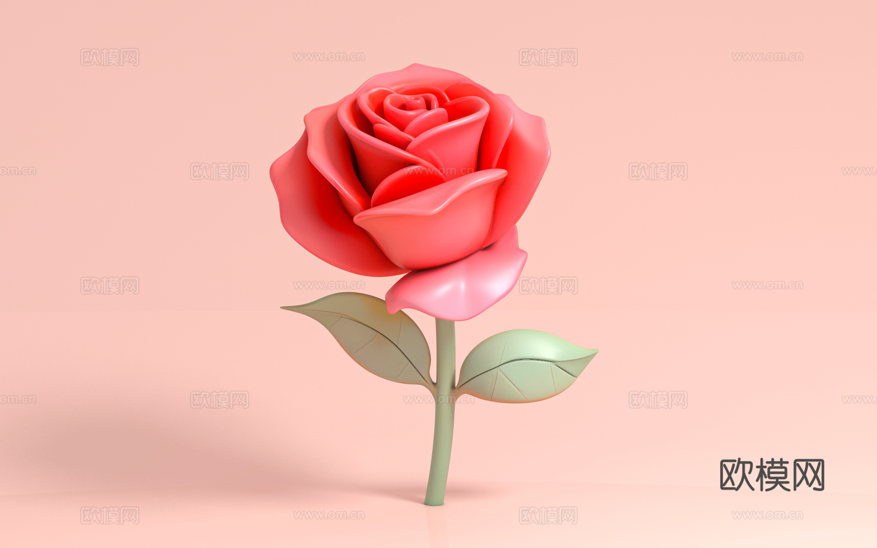 玫瑰花花朵花卉 花体卡通植物 墙饰摆件 动漫风格 美陈装饰3d模型