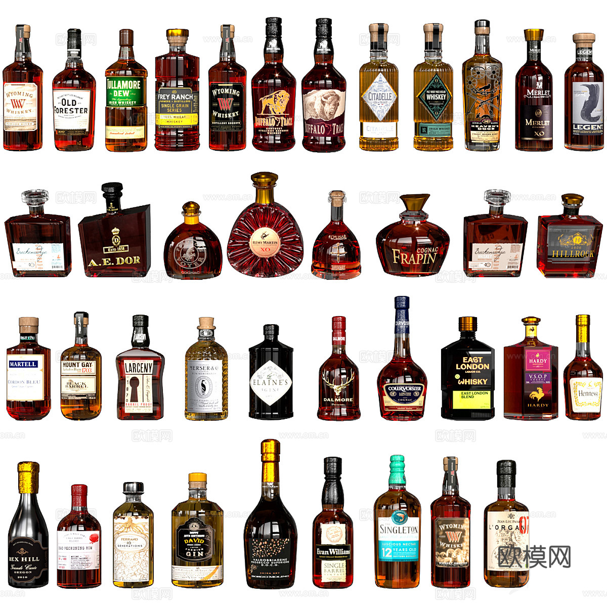 威士忌 干邑白兰地 酒水 酒瓶3d模型