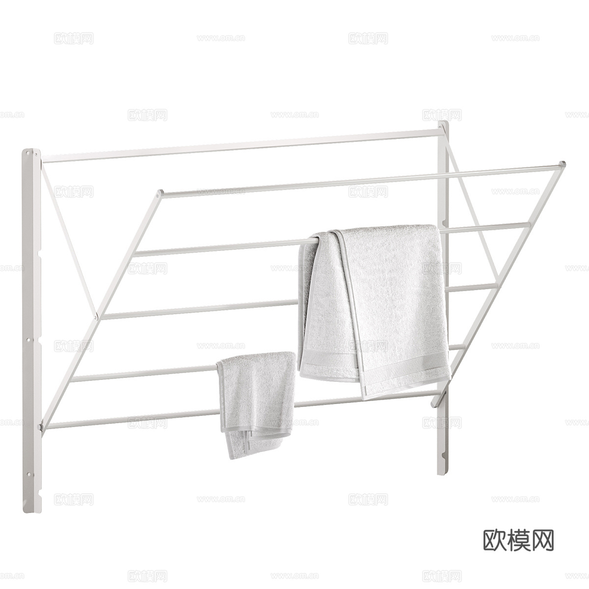 现代极简壁挂式折叠晾衣架3d模型