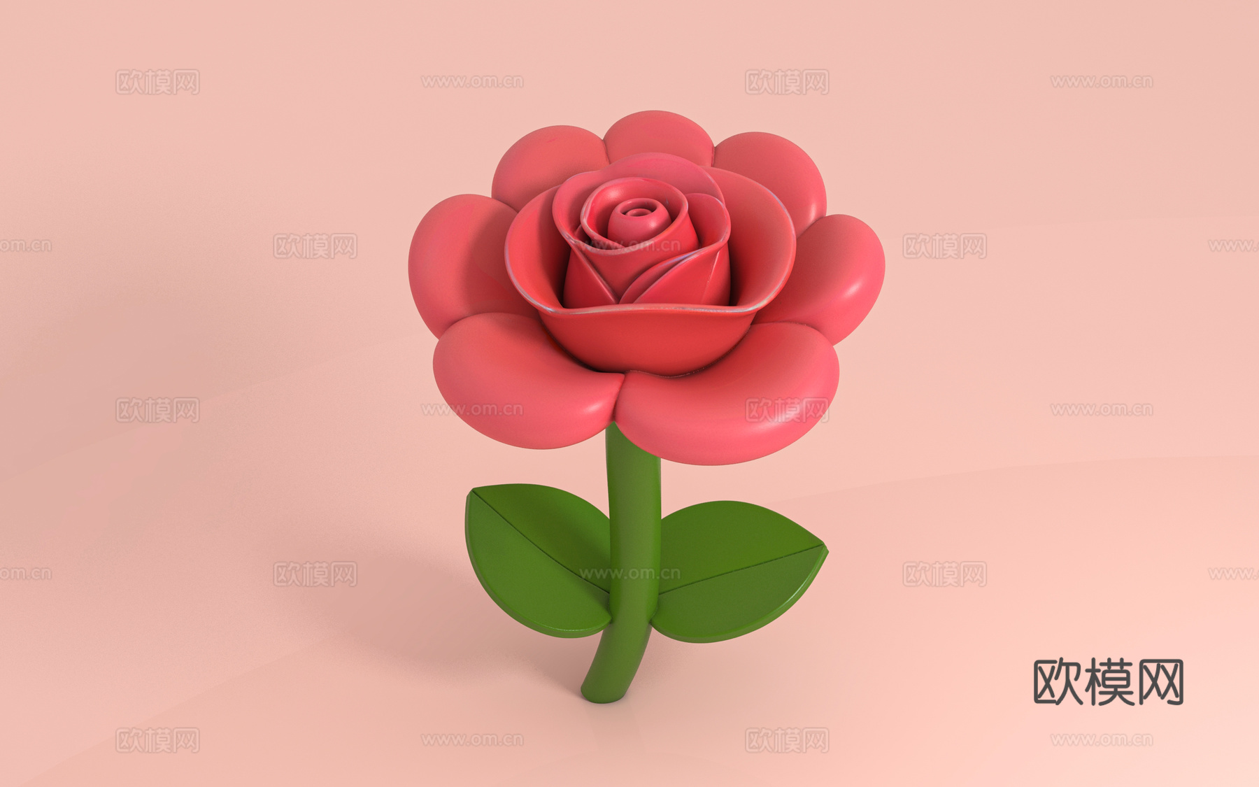 玫瑰花 鲜花花体 卡通花卉 美陈布置 动漫风格 美陈道具 手3d模型