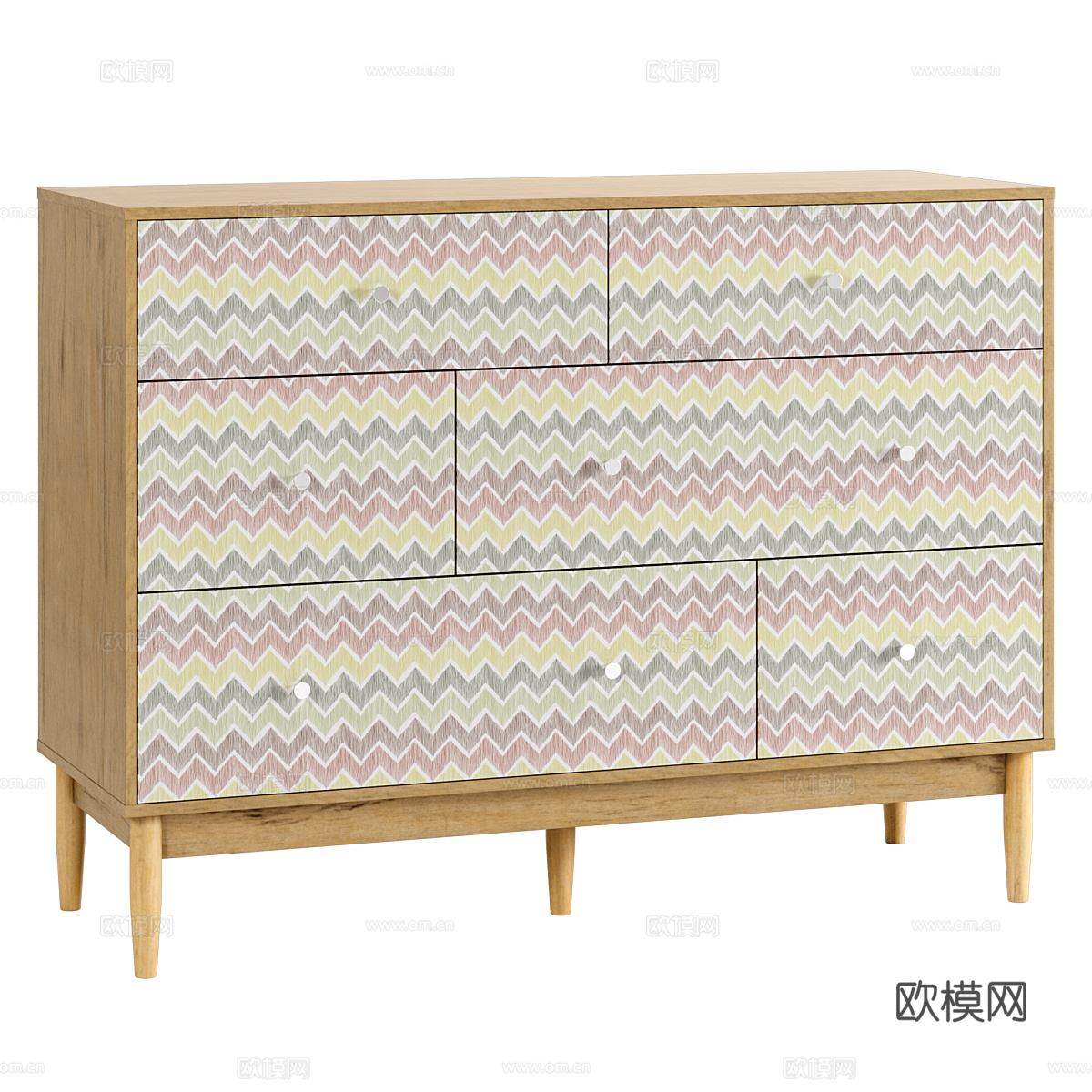 现代北欧原木风餐边柜 抽屉柜3d模型