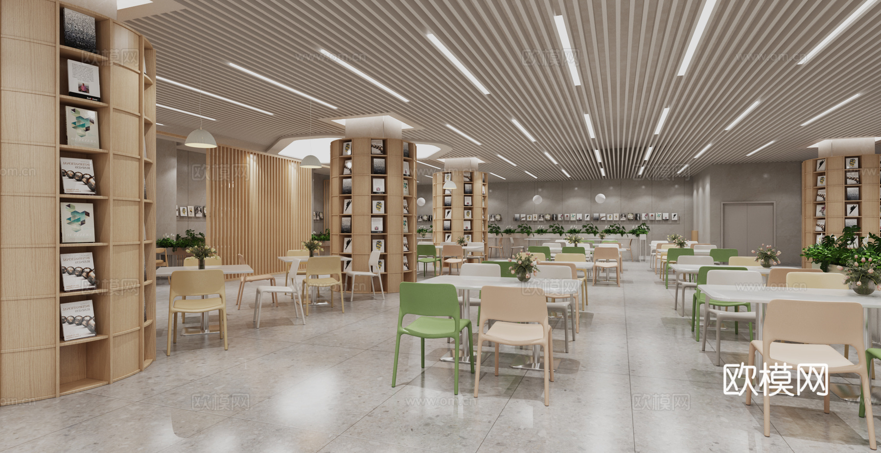 现代风校园餐厅 食堂 自助餐厅3d模型