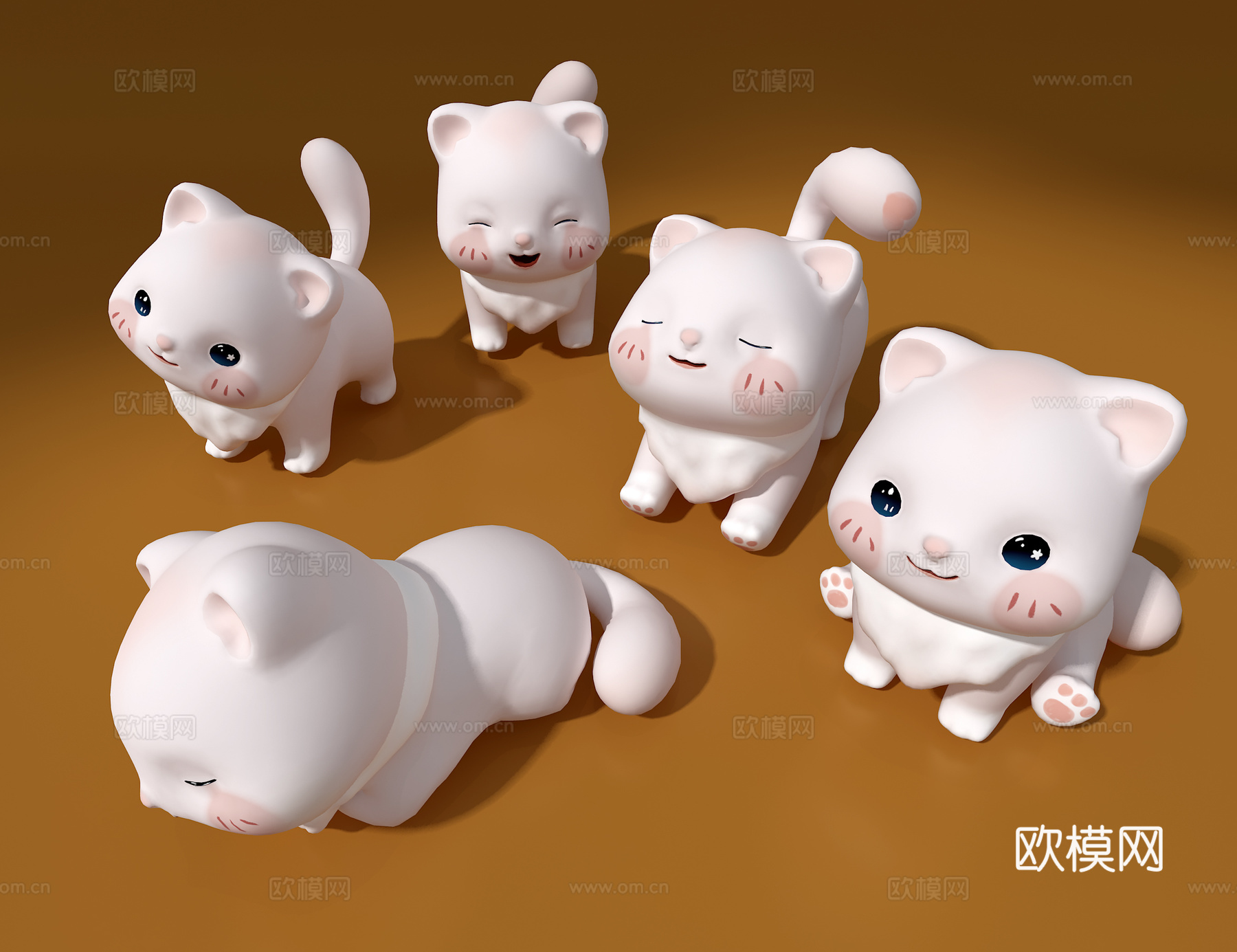 小猫摆件3d模型