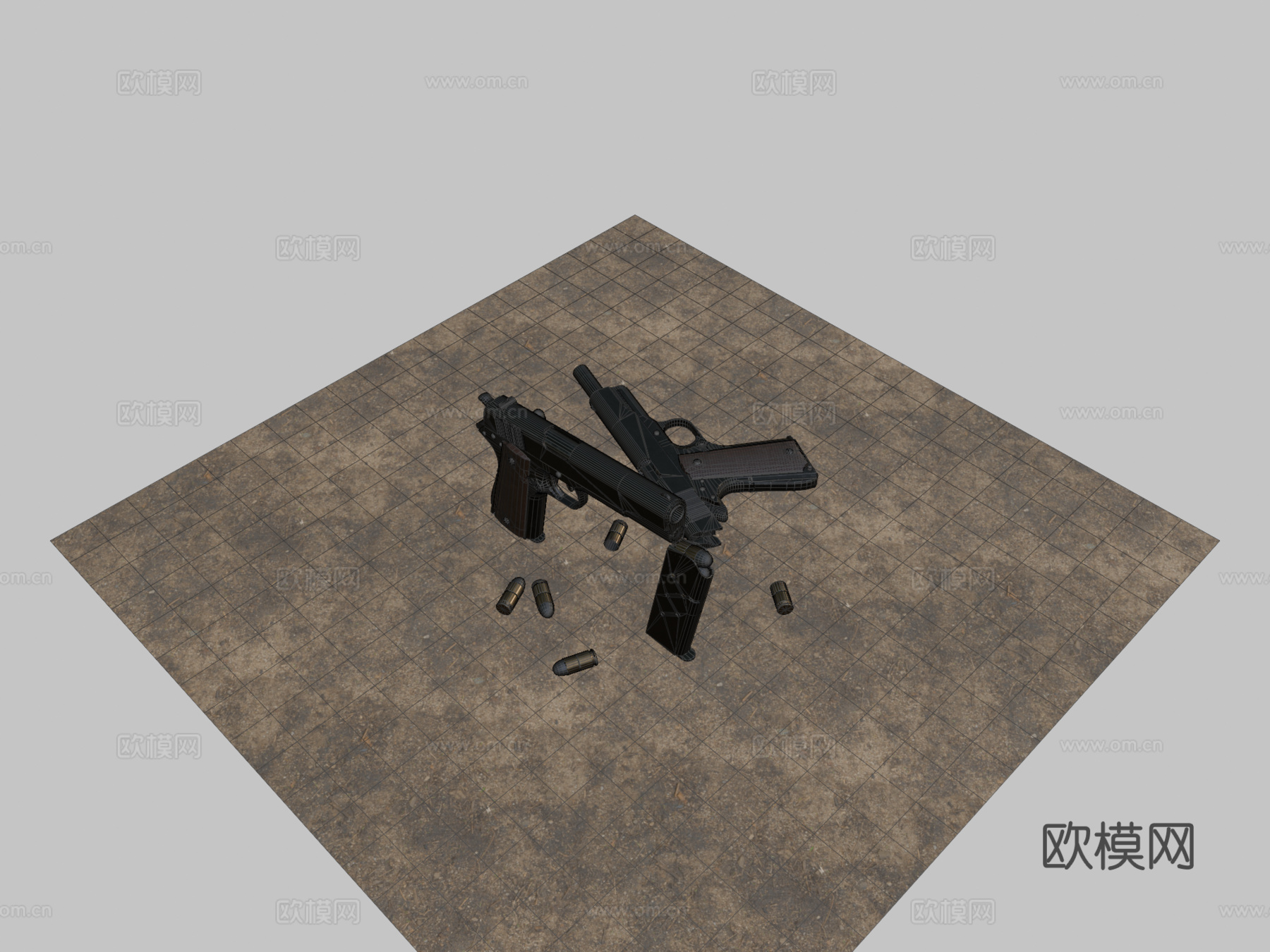 M1911A1 - 二战时期 - 重新贴图3d模型