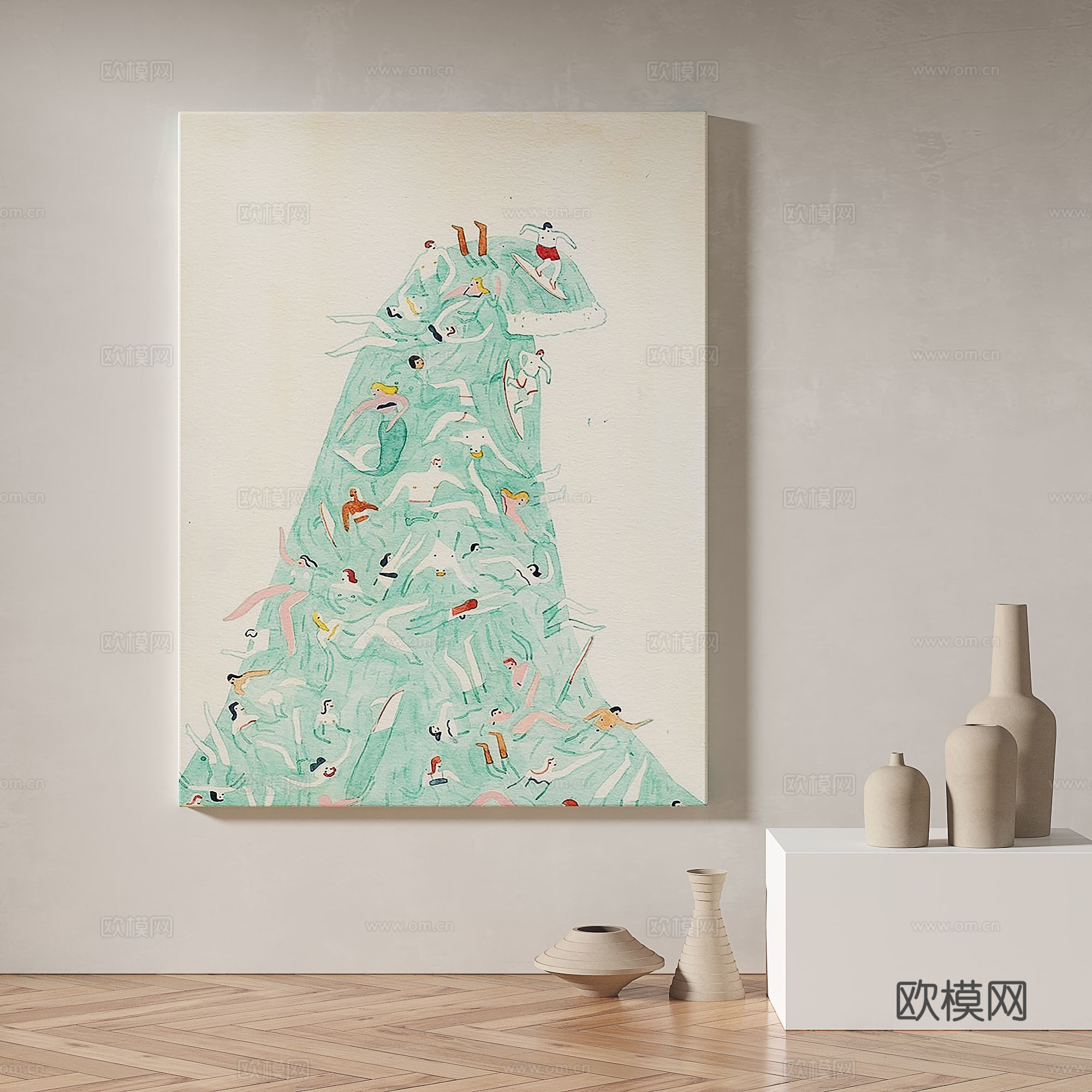 现代，简约，抽象，装饰画3d模型