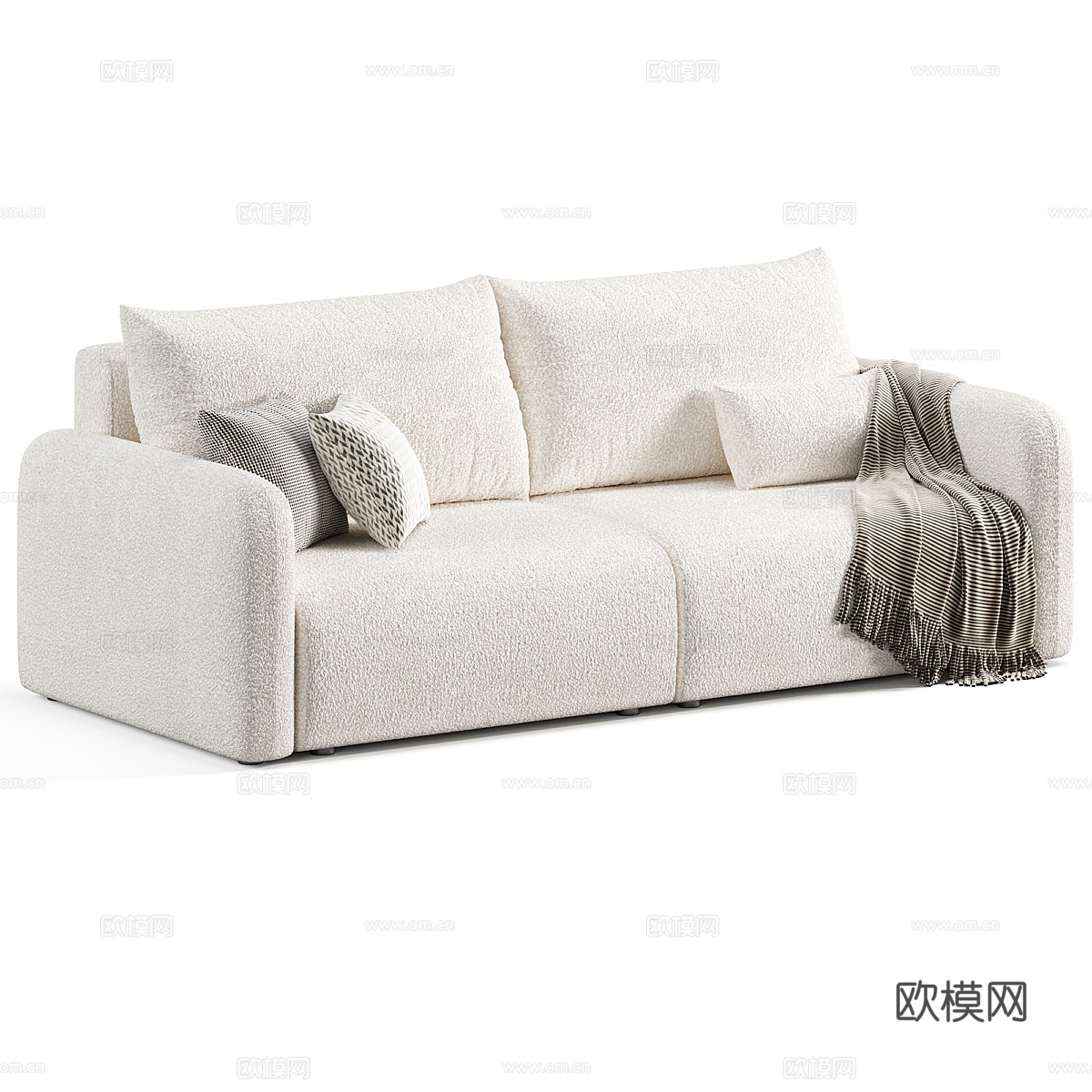 现代奶油风布艺双人沙发3d模型