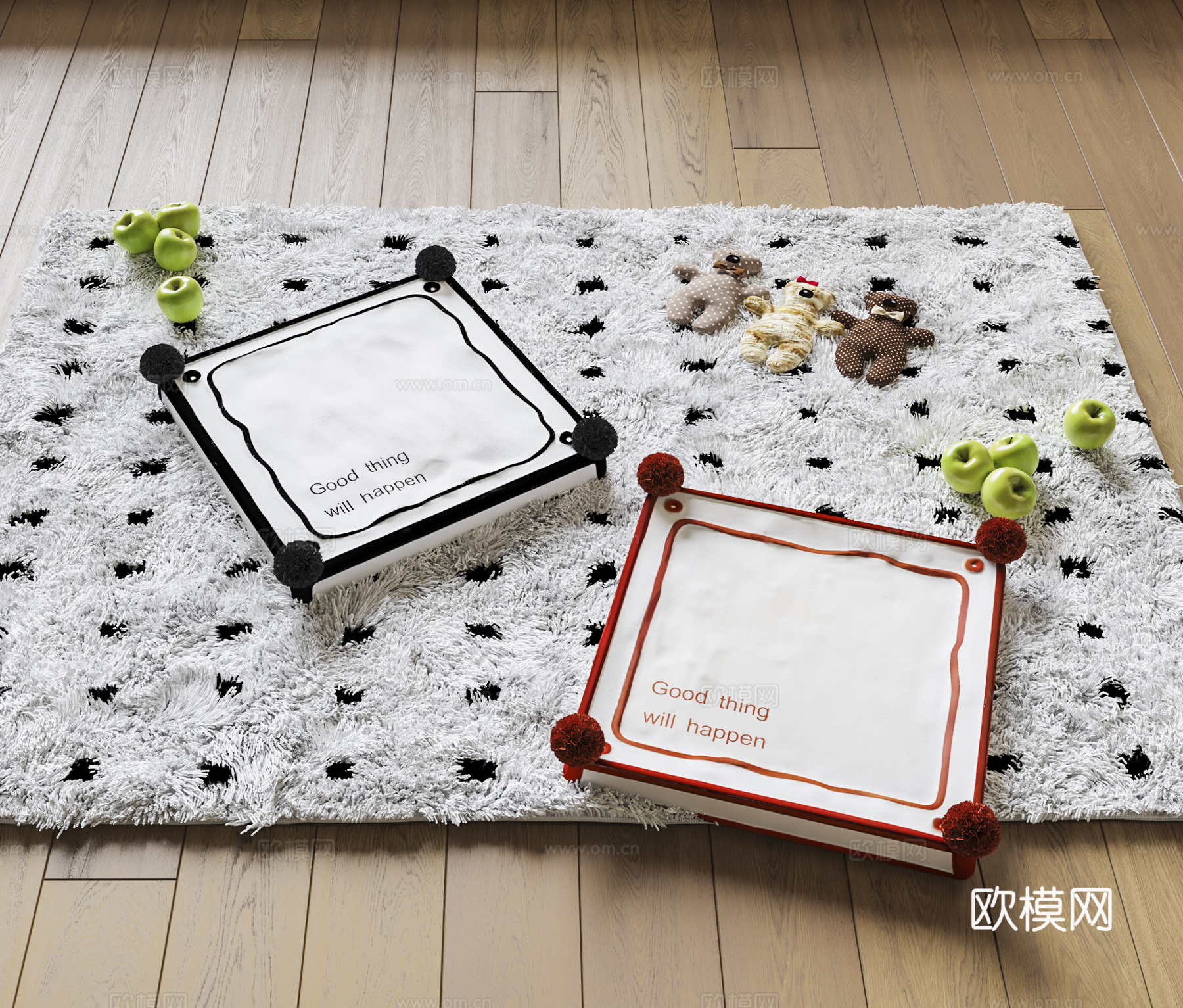 现代奶油蒲团坐垫3d模型