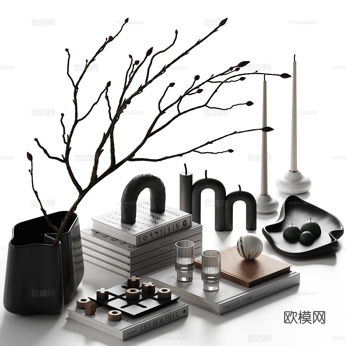 现代意式饰品摆件组合3d模型