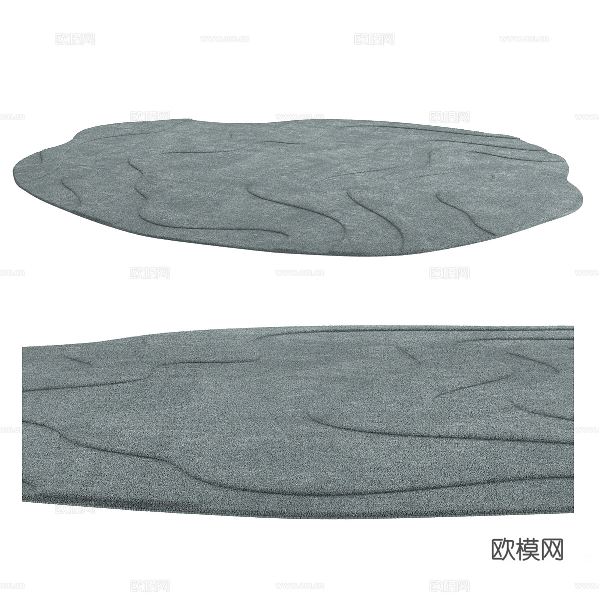 现代奶油风异形布艺地毯3d模型