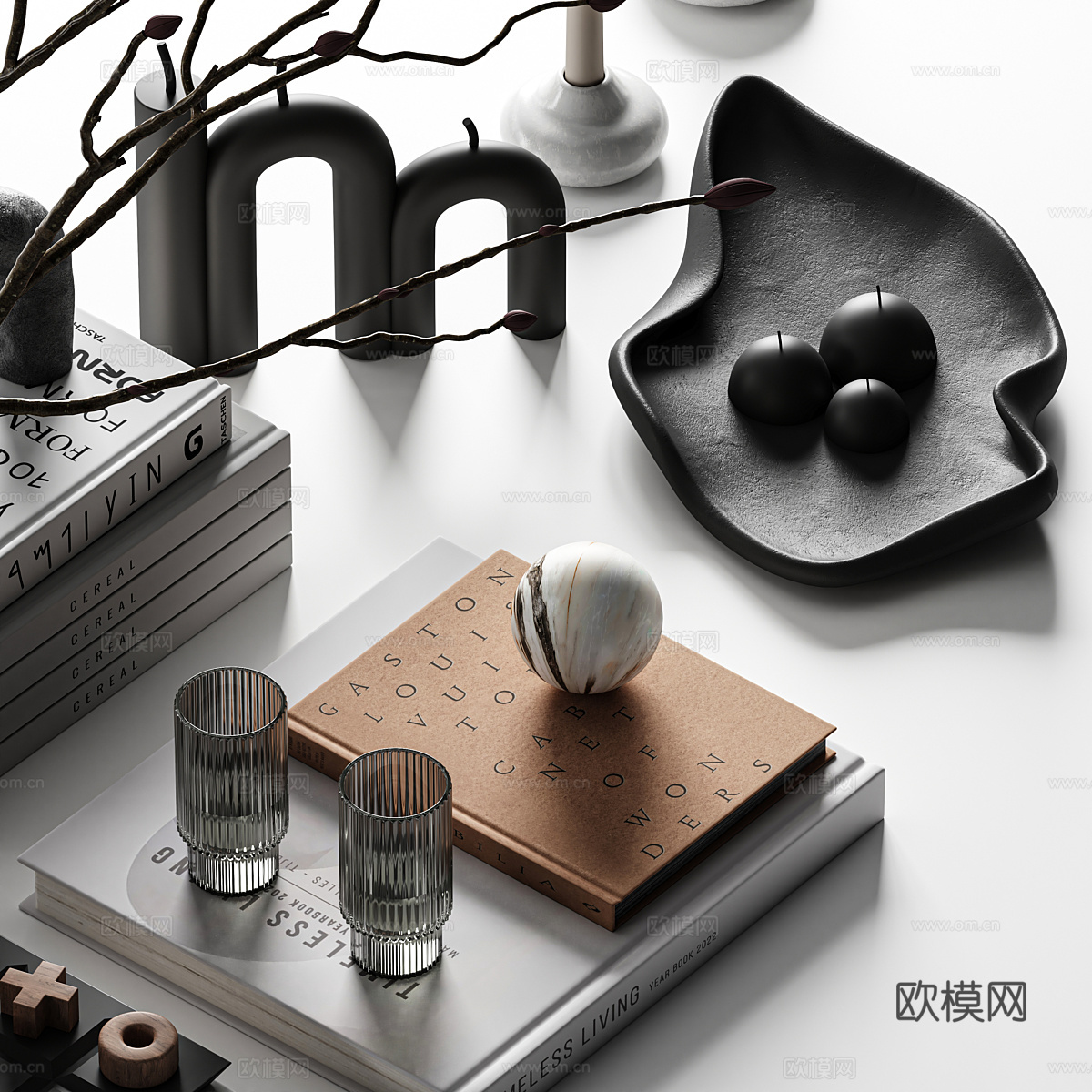 现代意式饰品摆件组合3d模型