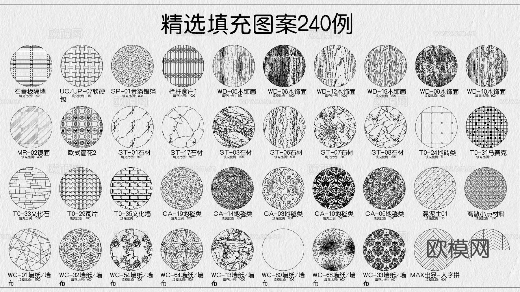 网红填充图案 精品填充图案 填充 填充样式 材质填充cad施工图