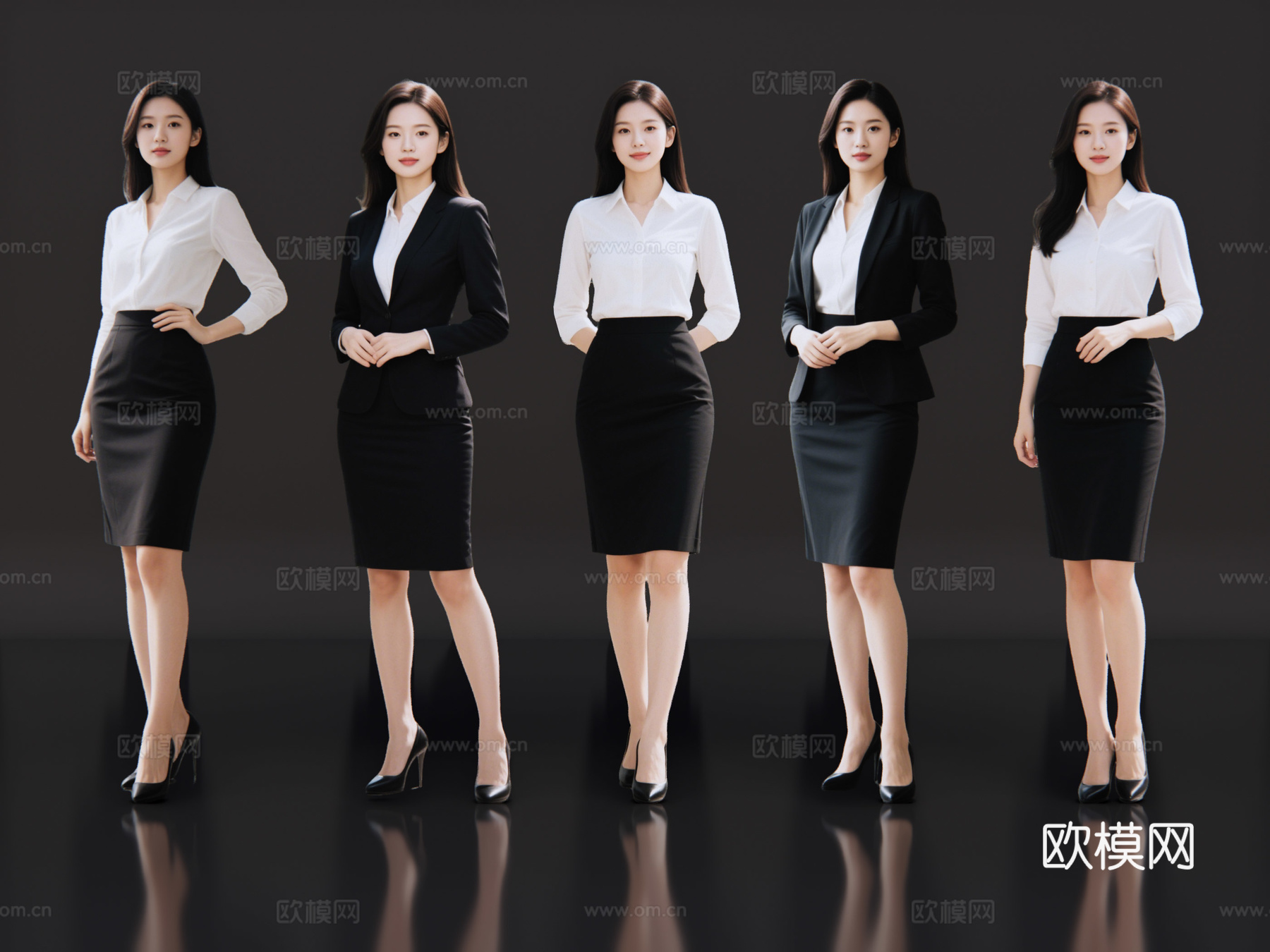 2D现代美女 职业装美女 正装美女 职业装模特 职场美女su模型