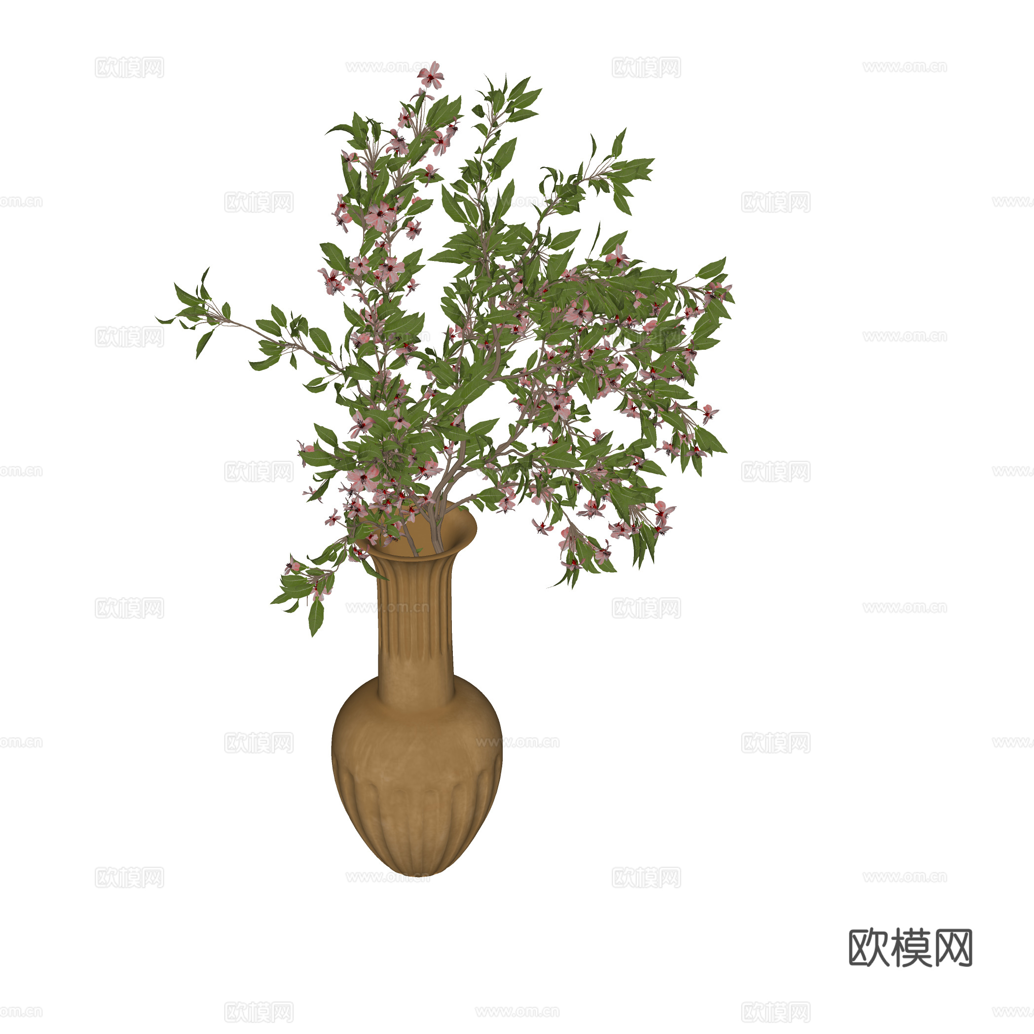 现代花艺摆件 陶罐花瓶 鲜花插花 艺术花艺摆件su模型