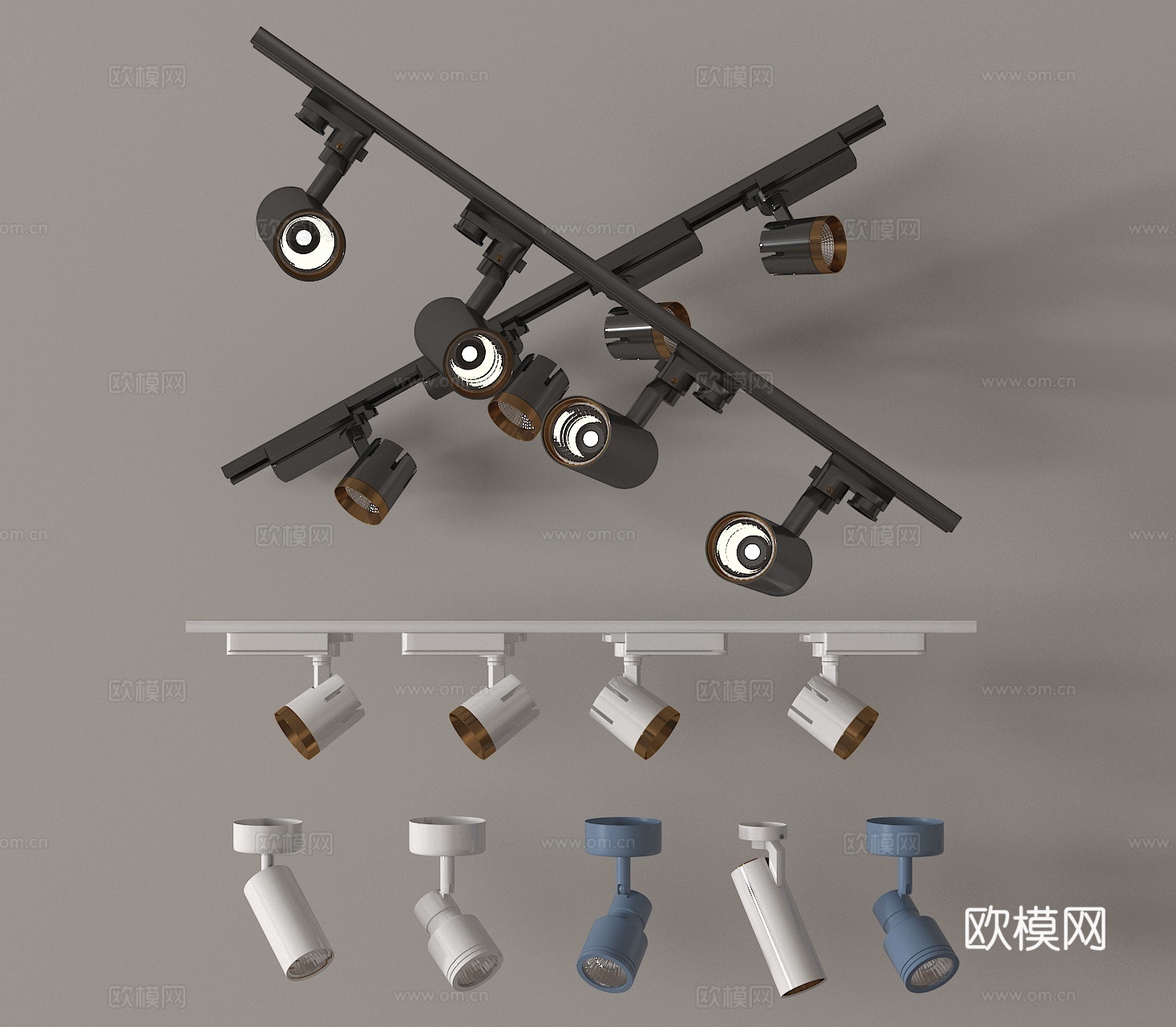 射灯 筒灯 轨道灯su模型
