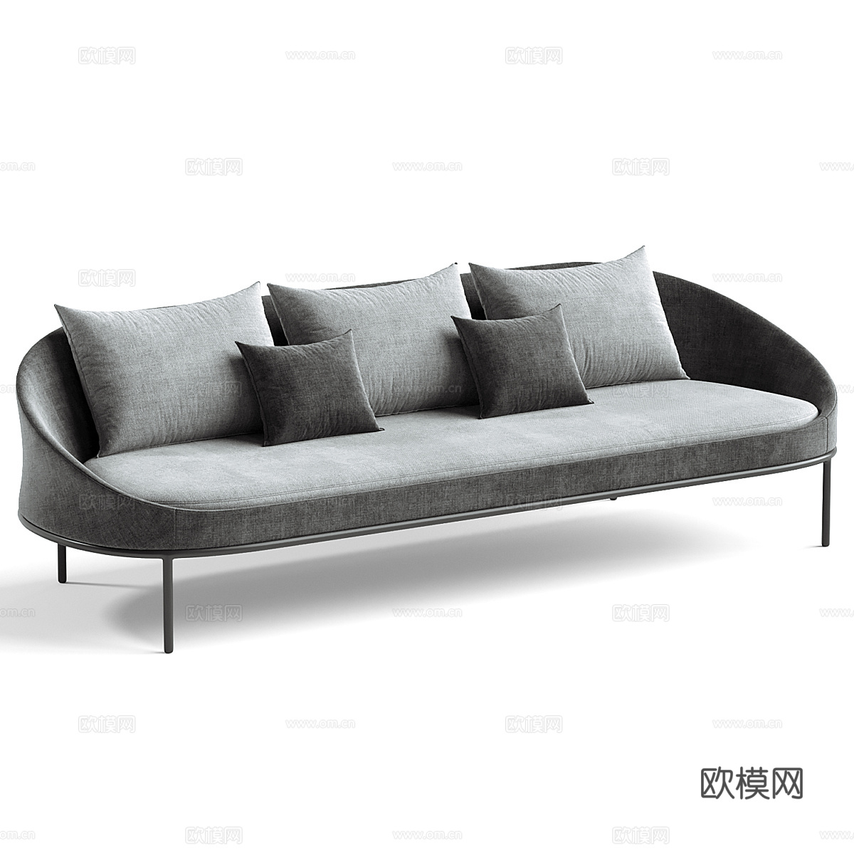 现代意式极简布艺休闲沙发3d模型