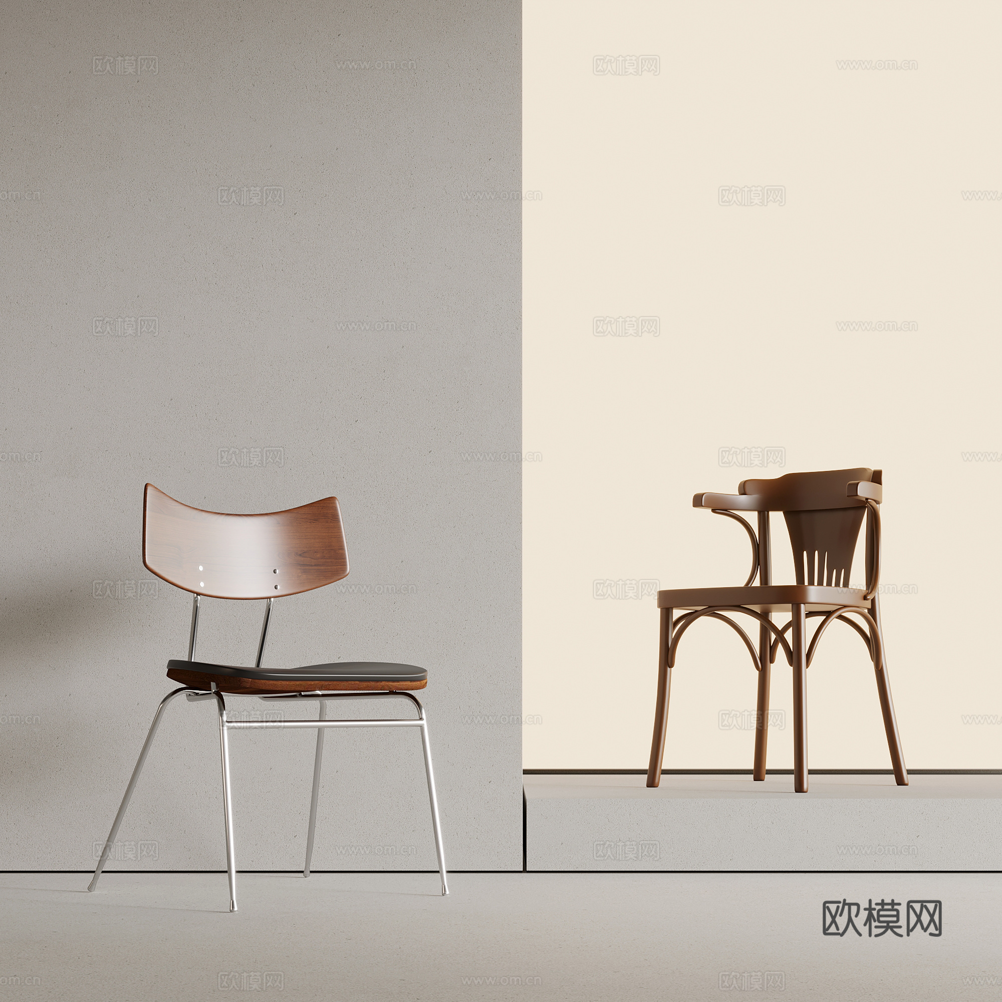 椅子 中古风餐椅 写字椅3d模型