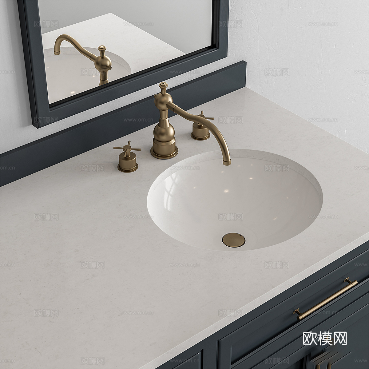 现代轻奢浴室柜3d模型