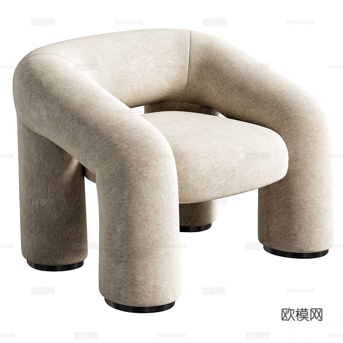现代奶油风布艺休闲椅3d模型
