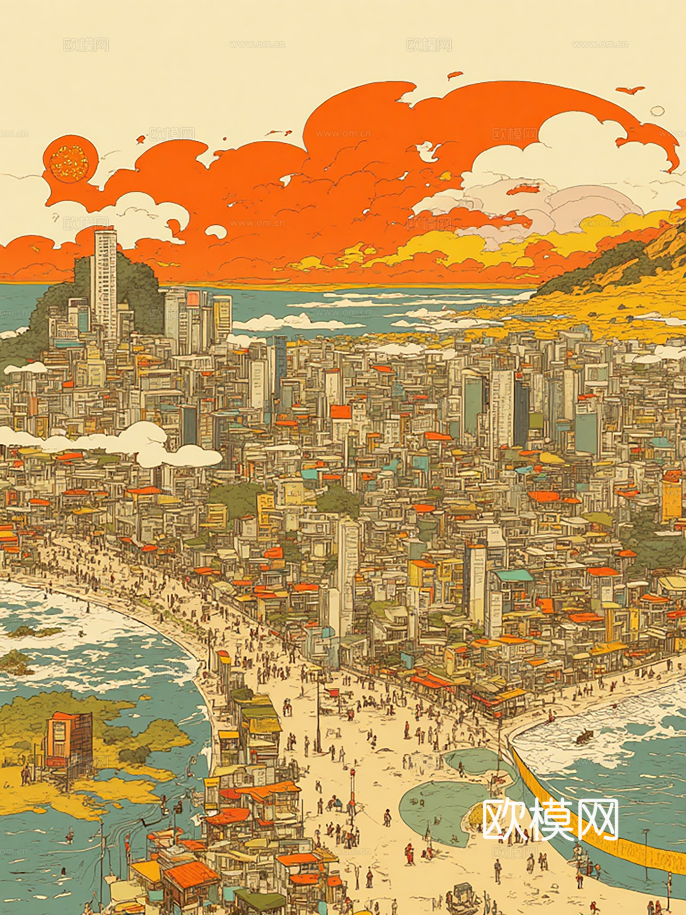 装饰画，城市风景，插画