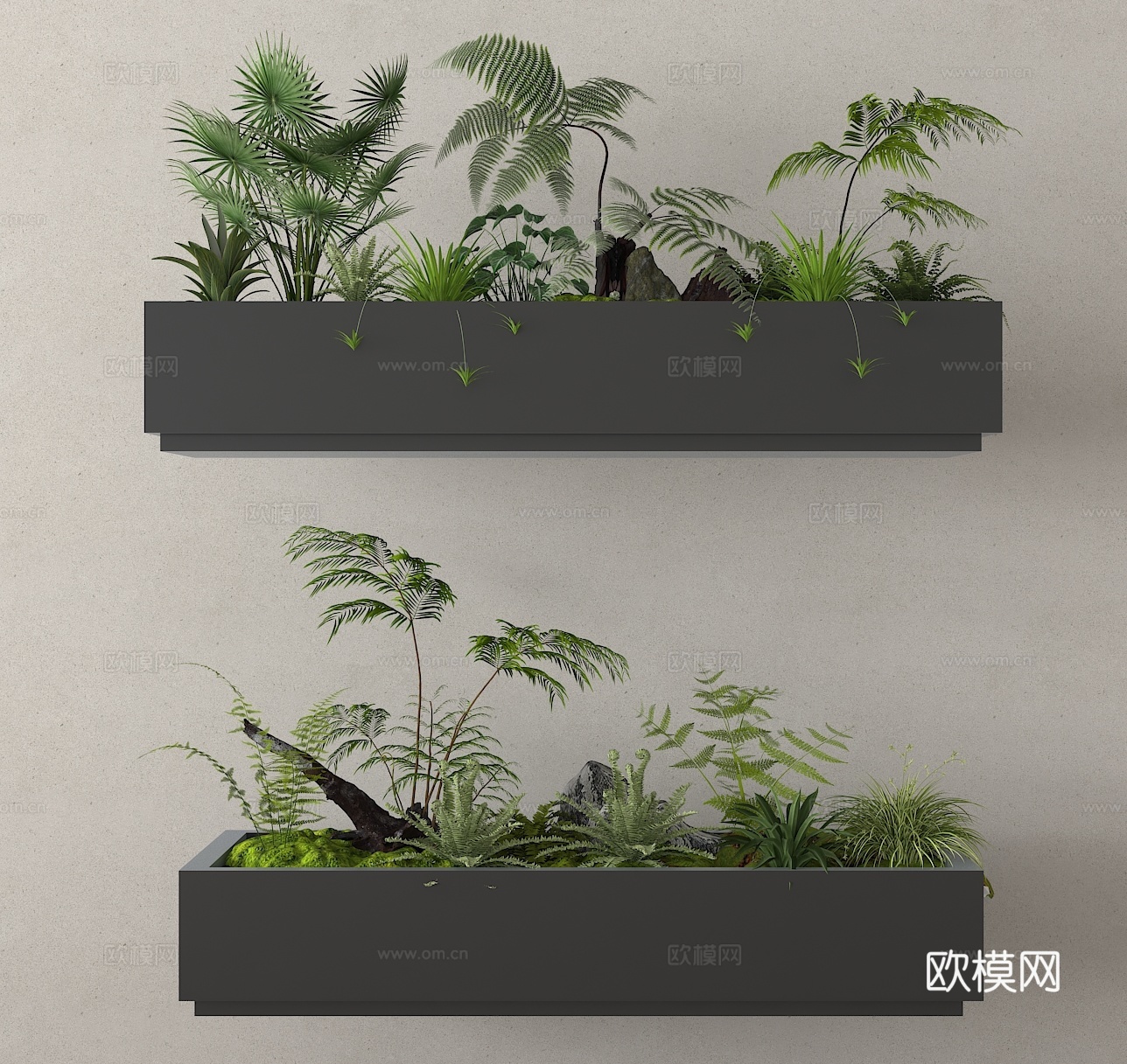 植物造景 景观小品 花槽 花箱su模型