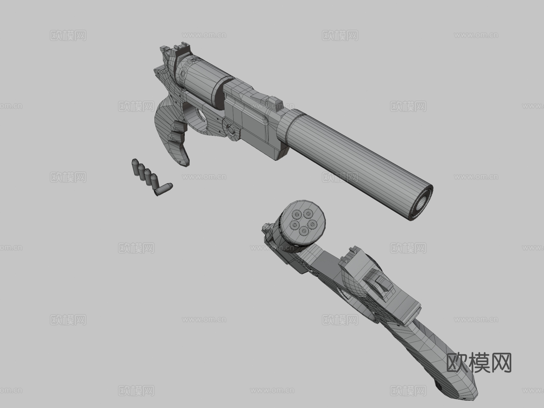 科幻左轮手枪3d模型