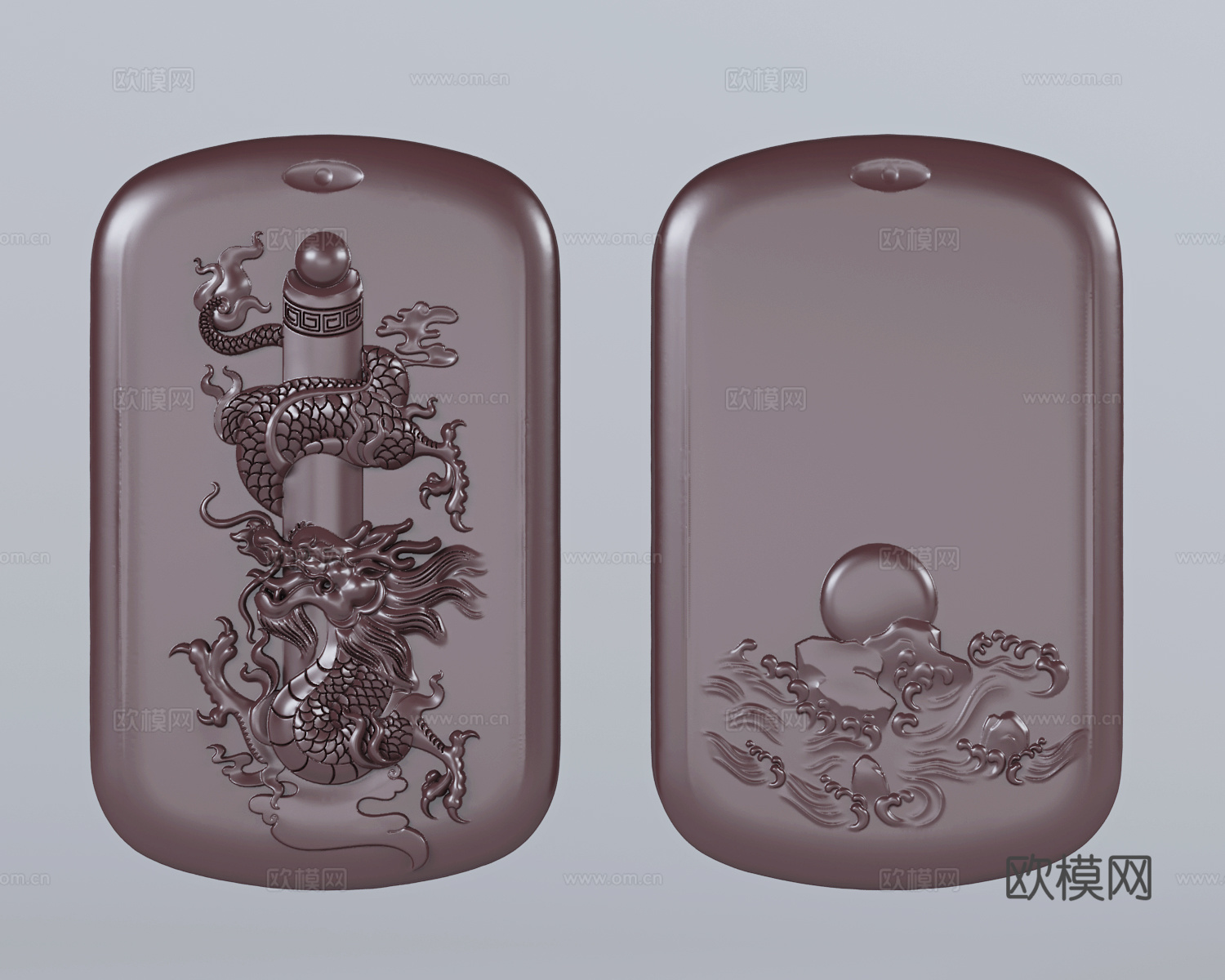 现代新中式龙柱浮雕雕塑摆件3d模型