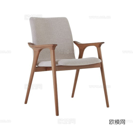 北欧实木中式复古餐椅现代简约扶手书桌椅家用餐桌椅客厅靠背椅子su模型