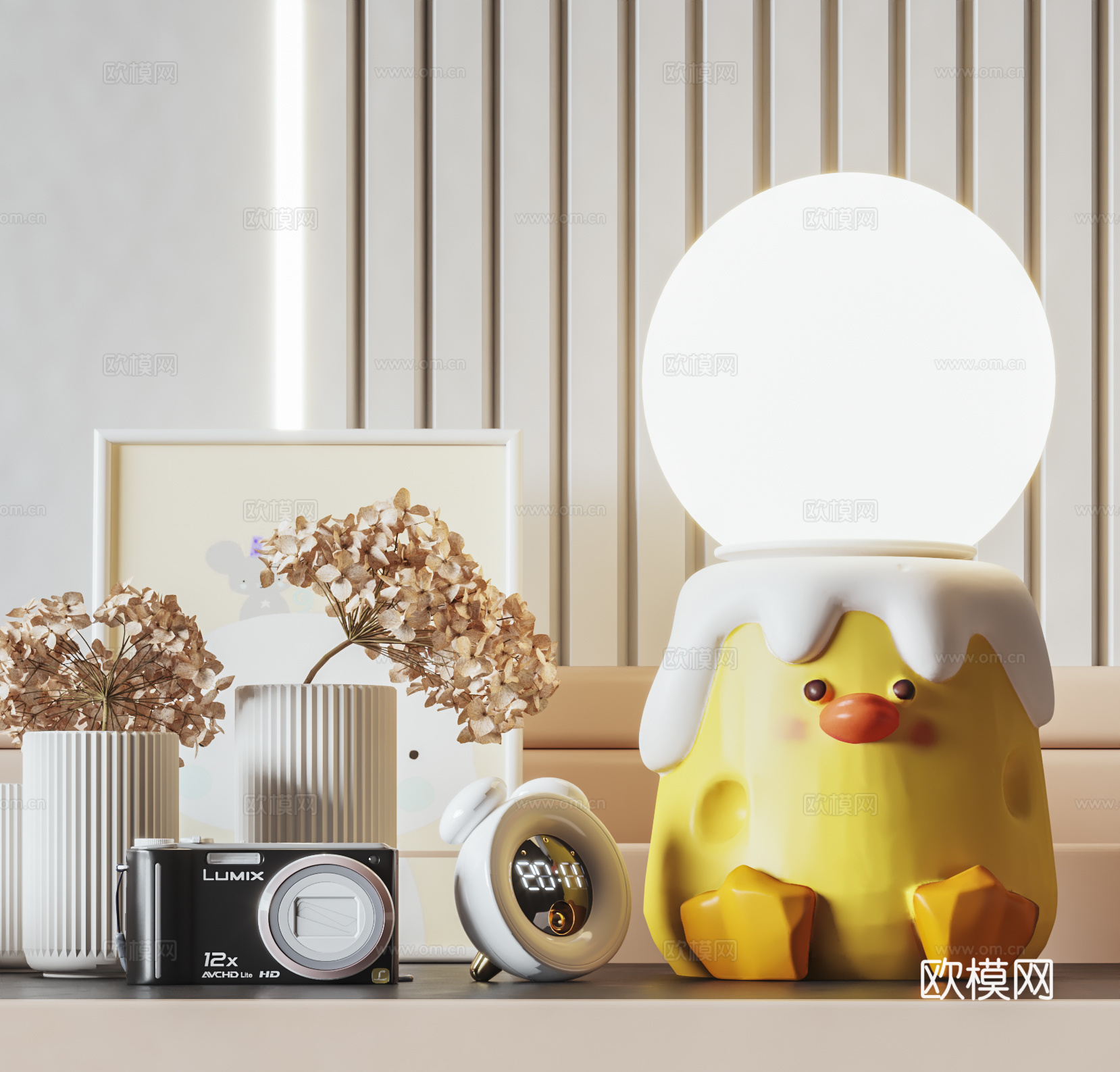 现代奶油儿童台灯3d模型