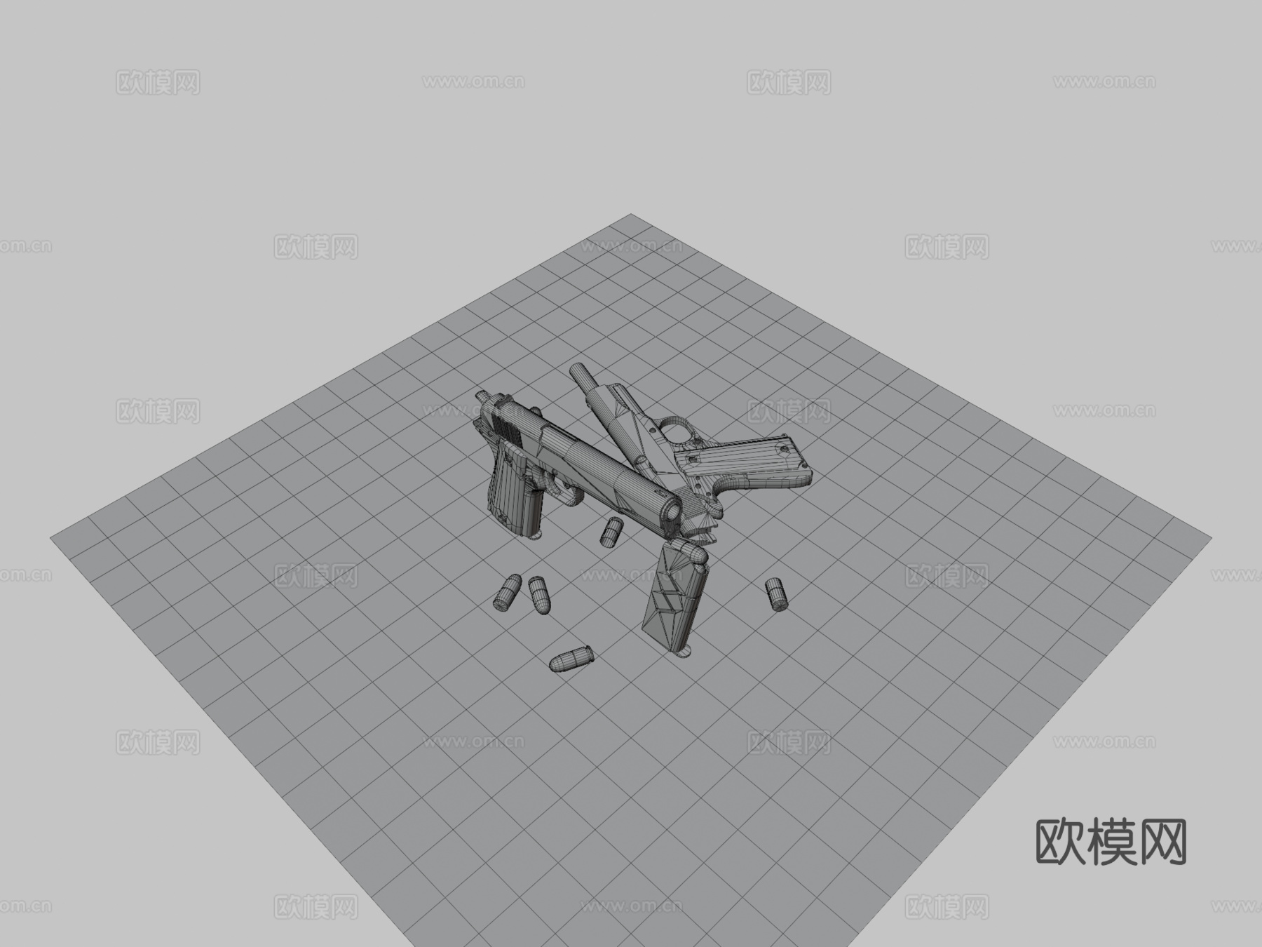 M1911A1 - 二战时期 - 重新贴图3d模型