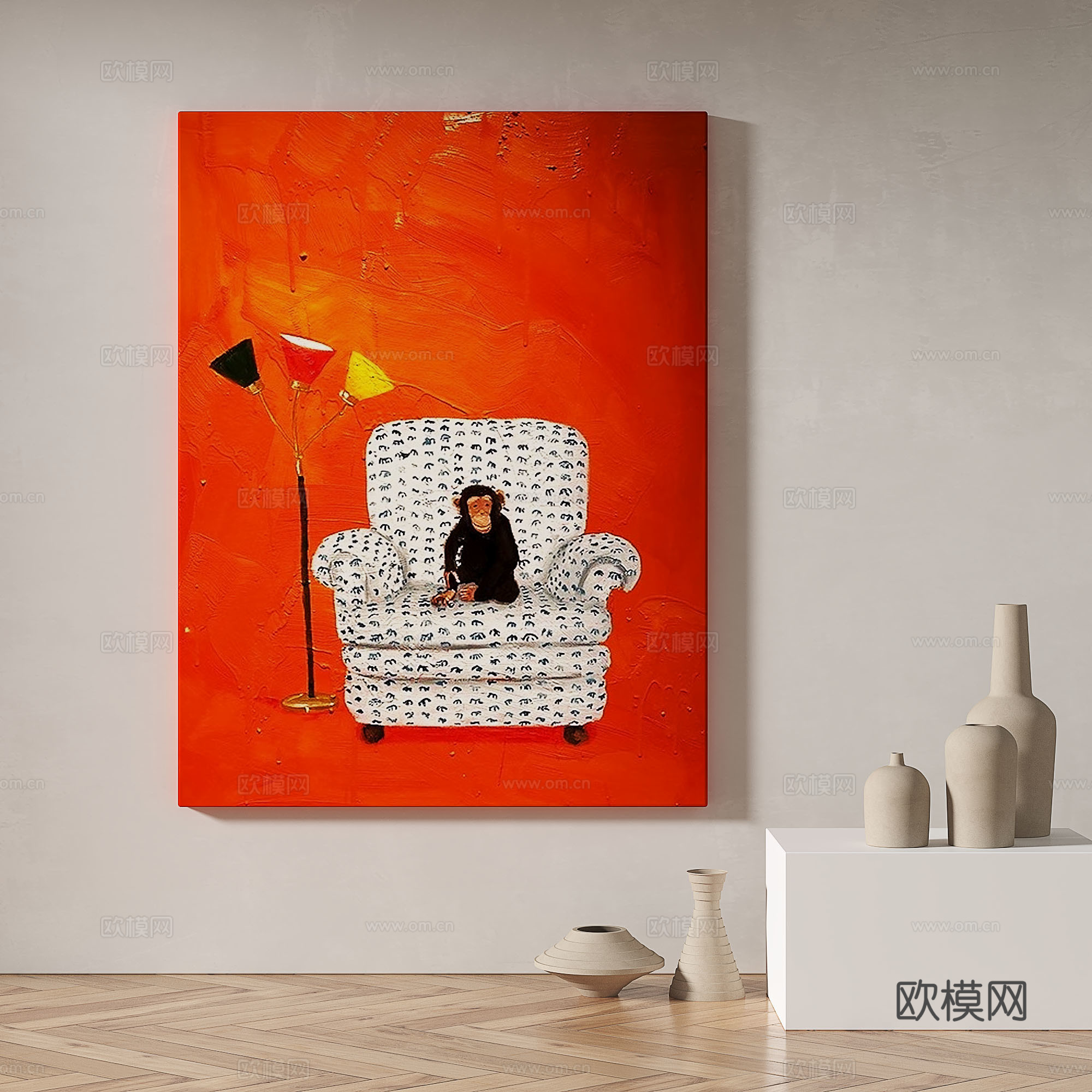 现代，简约，抽象，装饰画3d模型