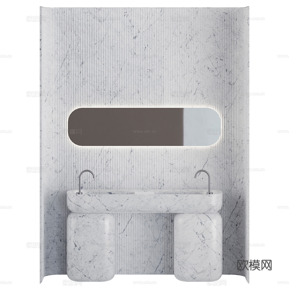 现代侘寂浴室柜 台盆柜3d模型