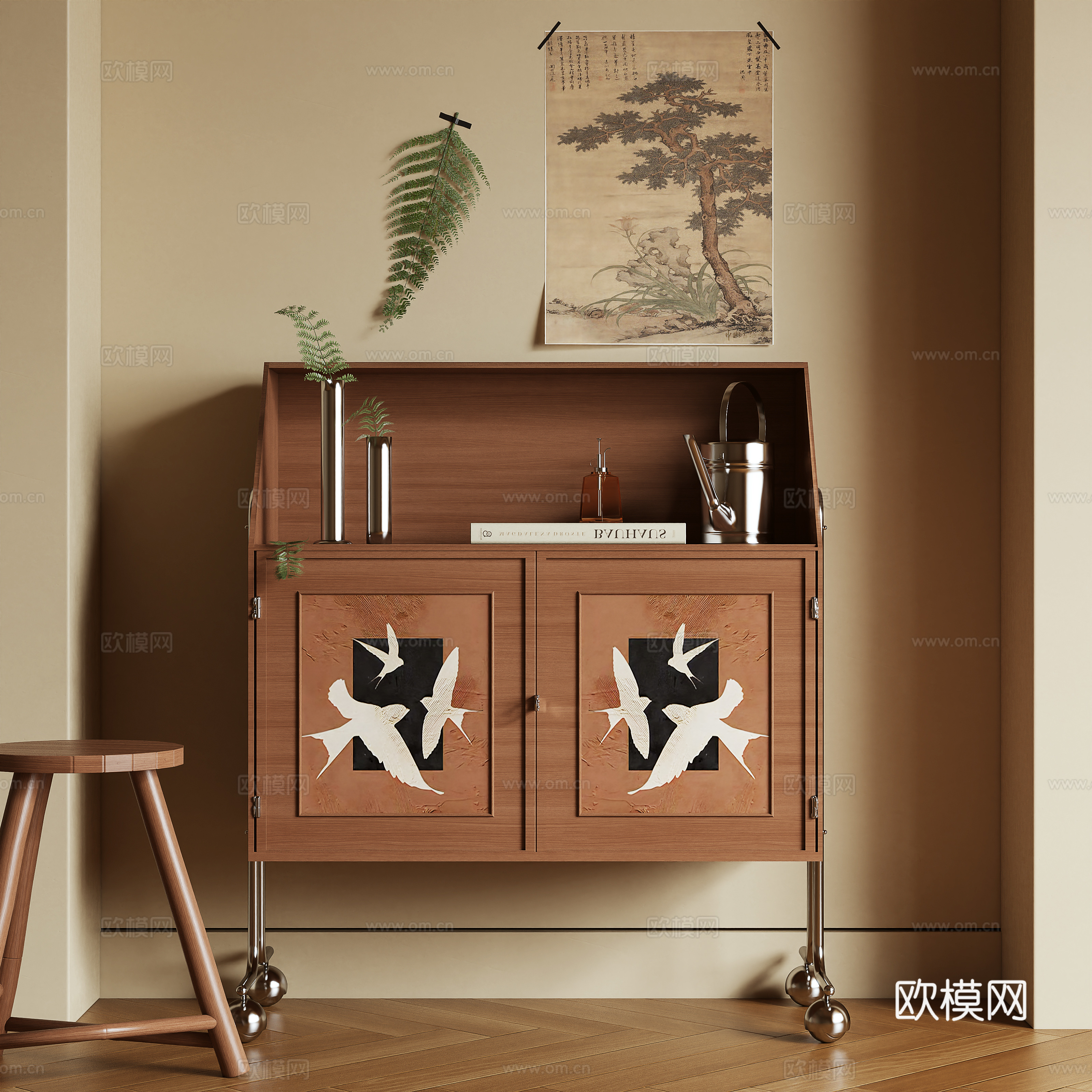 中古风玄关柜 餐边柜3d模型