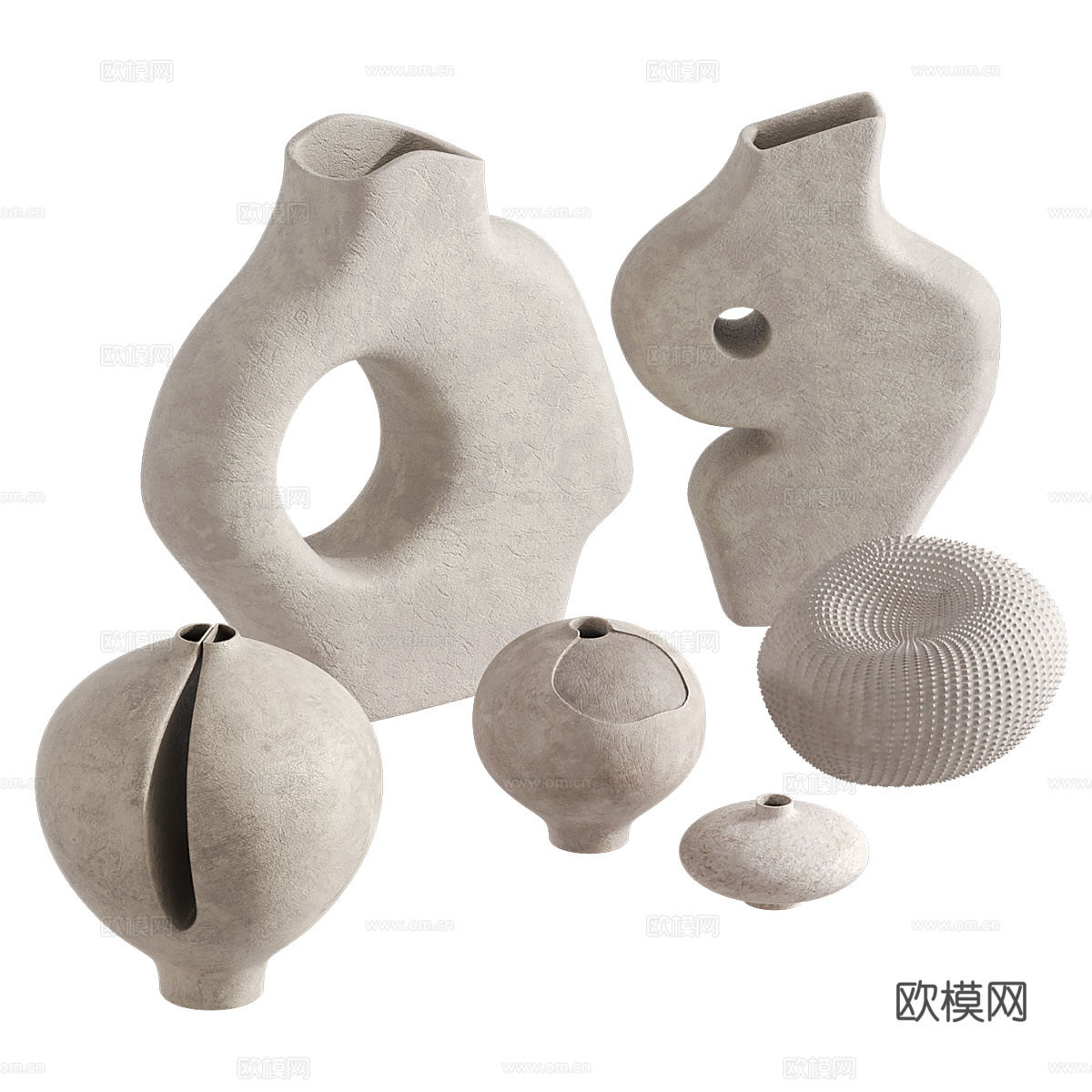 现代侘寂陶罐花瓶3d模型