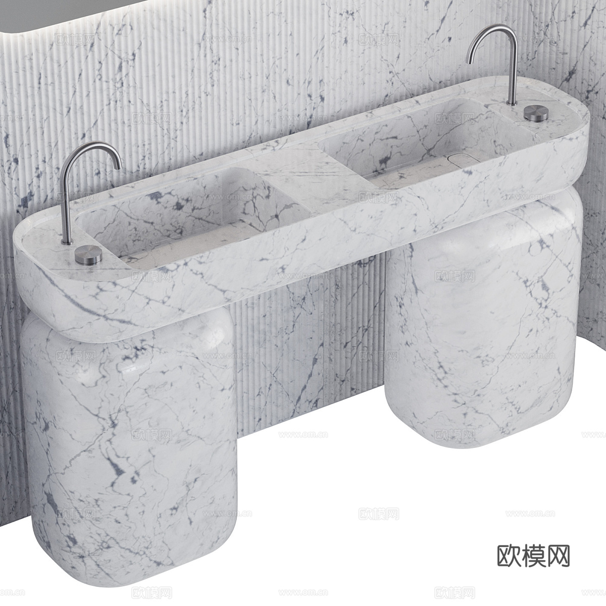 现代侘寂浴室柜 台盆柜3d模型