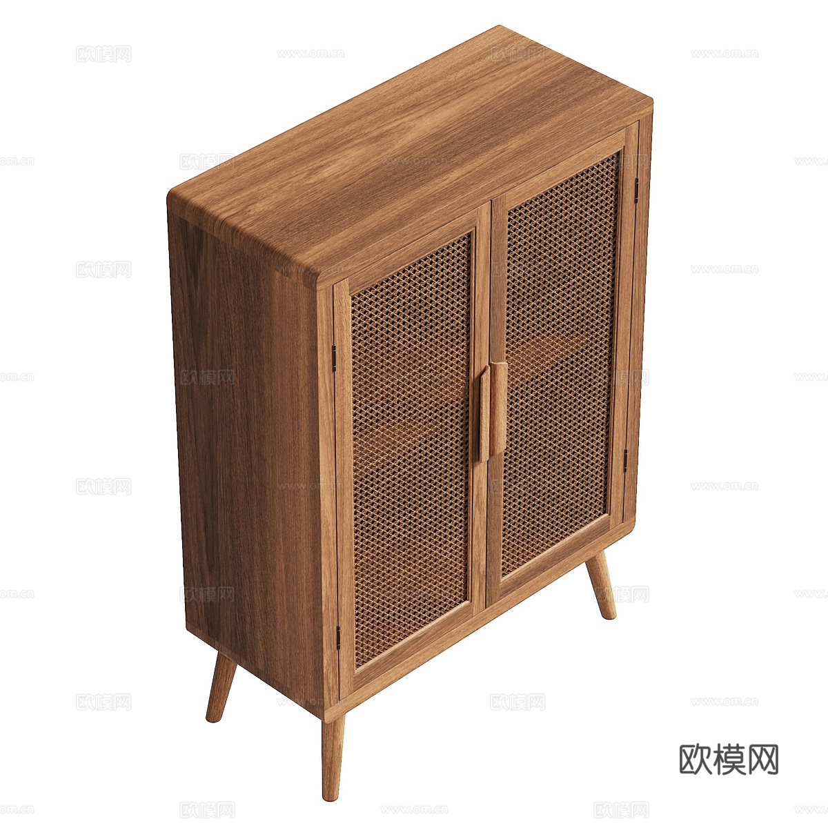 新中式原木藤编餐边柜3d模型
