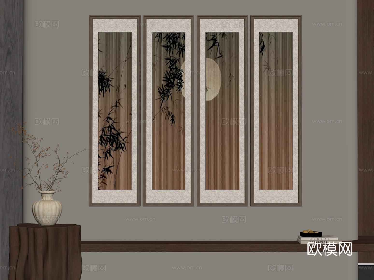 挂画 新中式装饰画su模型