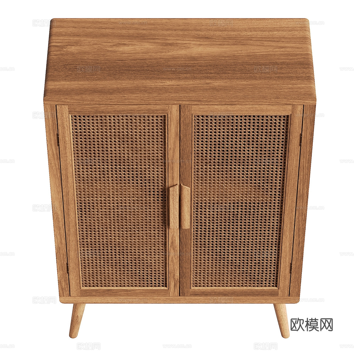 新中式原木藤编餐边柜3d模型