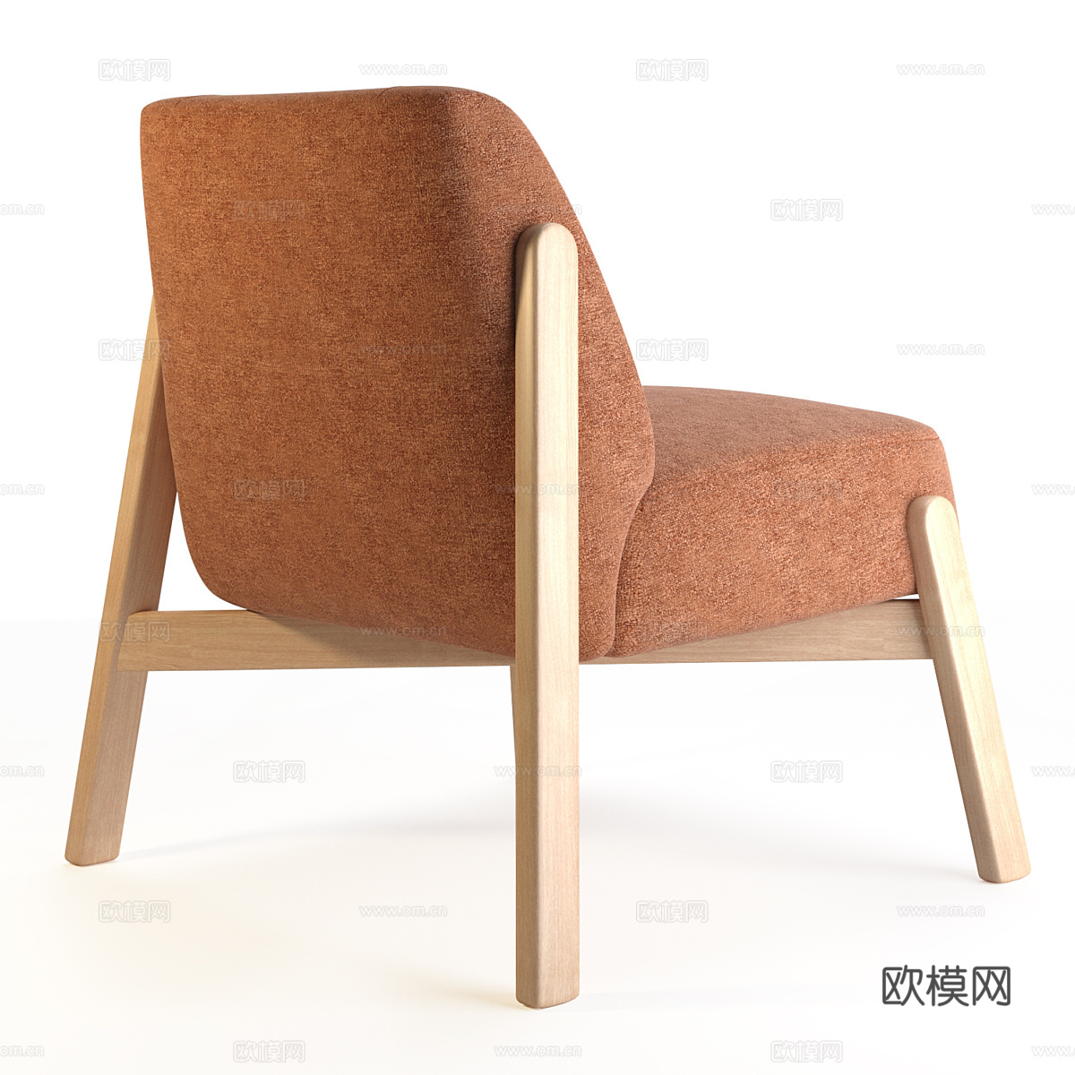 现代北欧原木风休闲椅3d模型