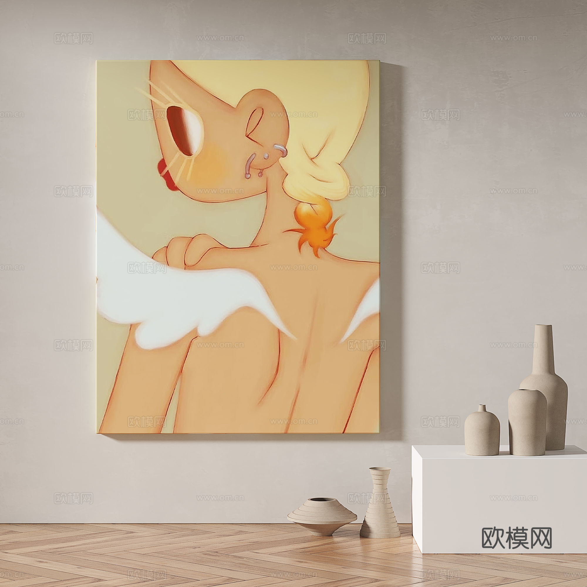 现代，简约，抽象，装饰画3d模型
