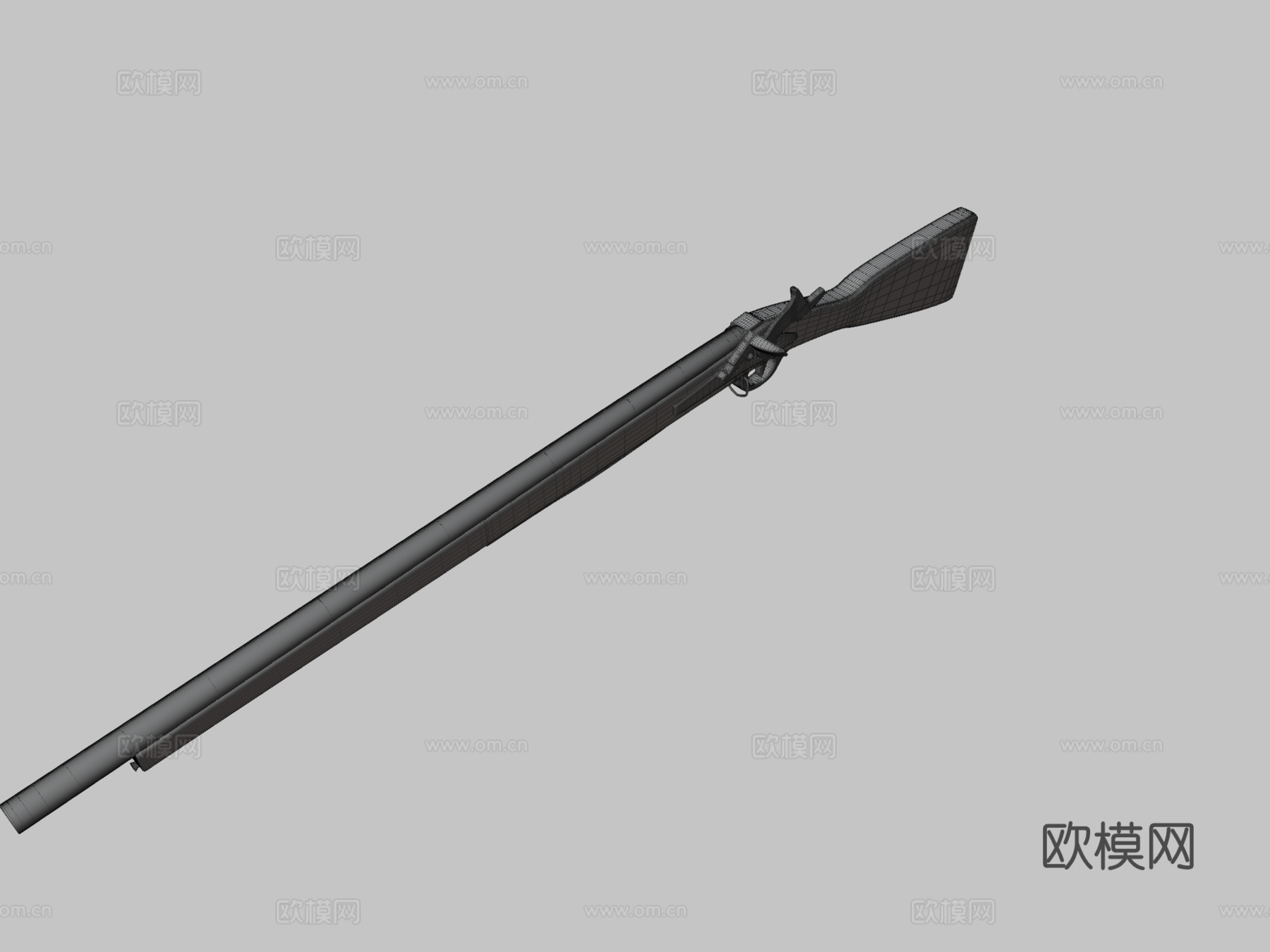 老式火绳枪3d模型