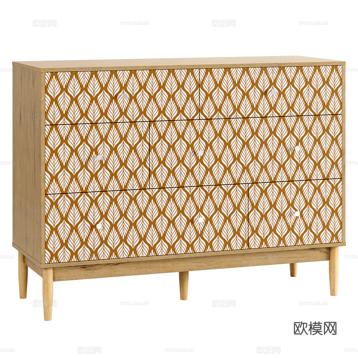 现代北欧原木风餐边柜 抽屉柜3d模型