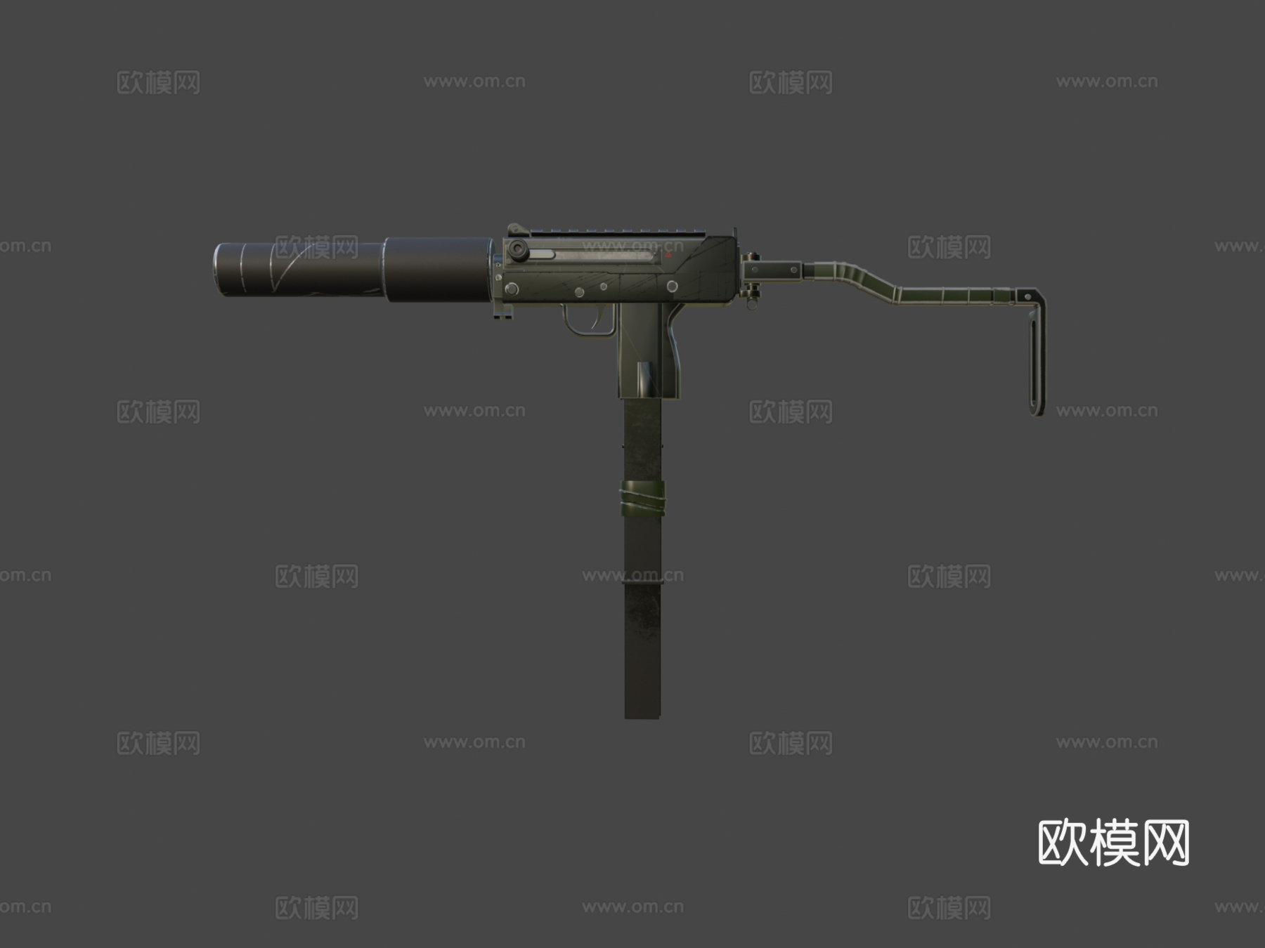 SMG-11 附带双弹匣和消音器3d模型