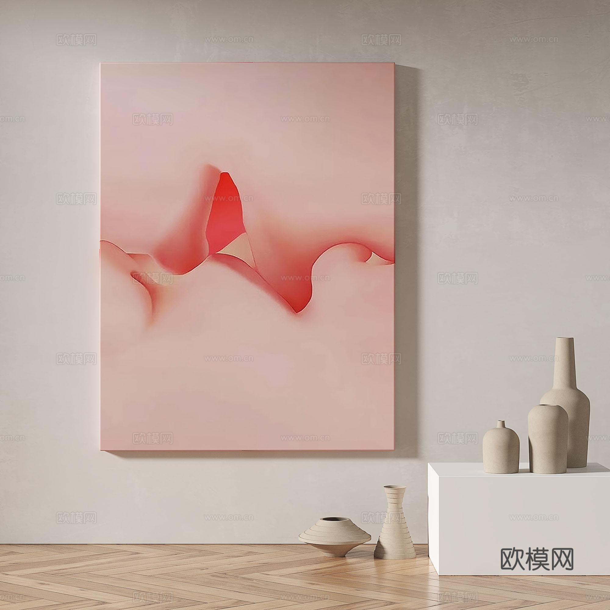 现代，简约，抽象，装饰画3d模型