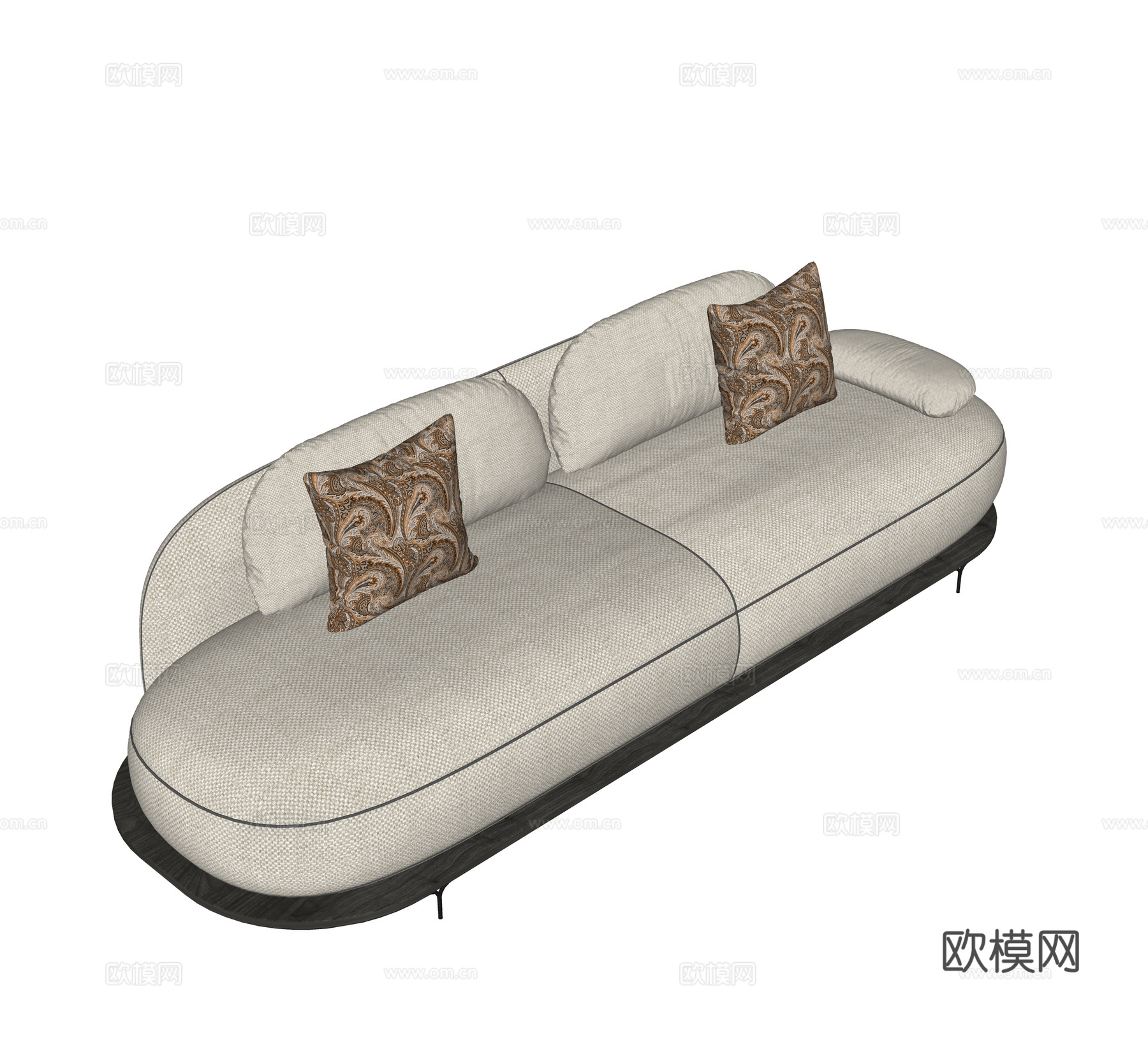 现代双人沙发 布艺沙发 休闲沙发su模型