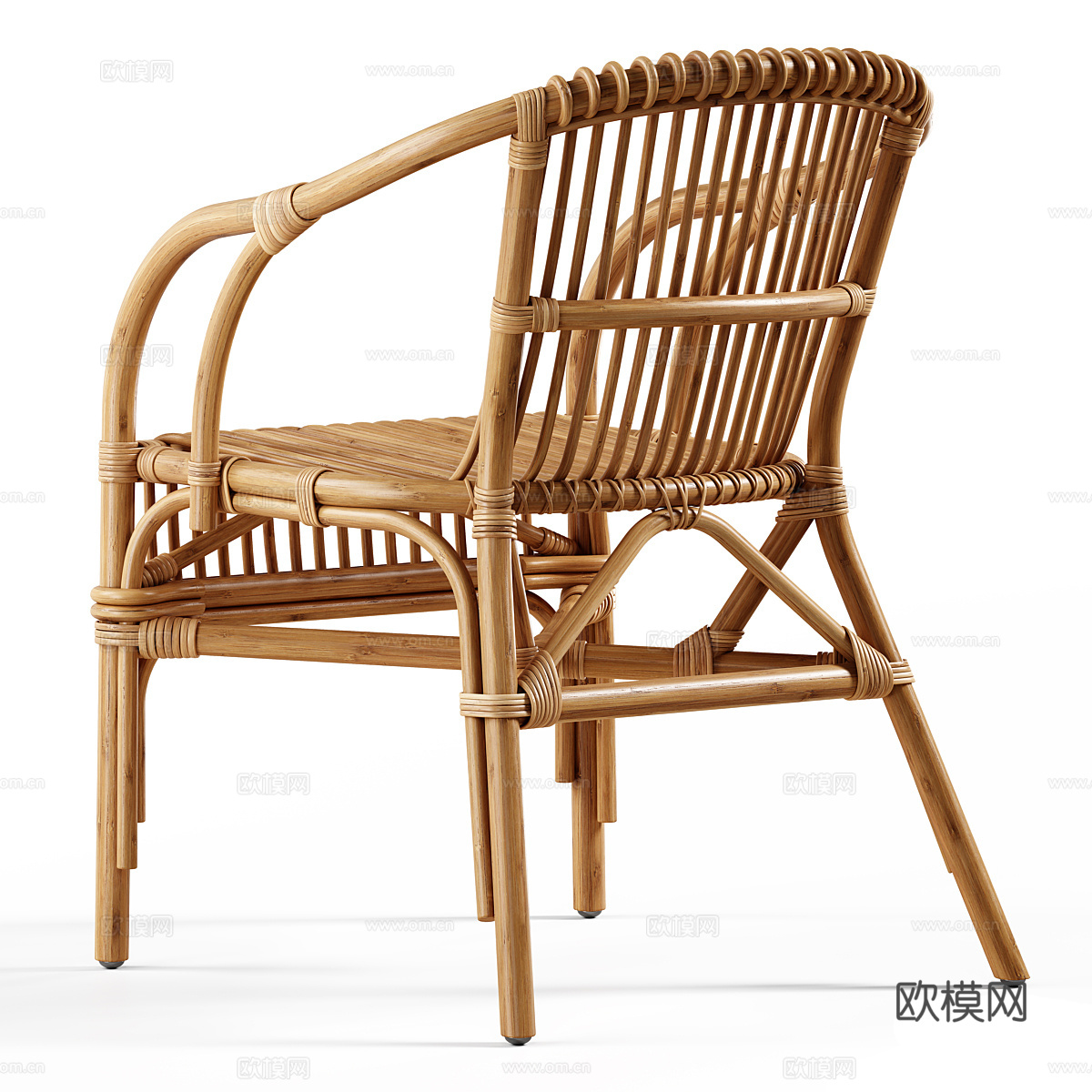 新中式竹编藤椅3d模型